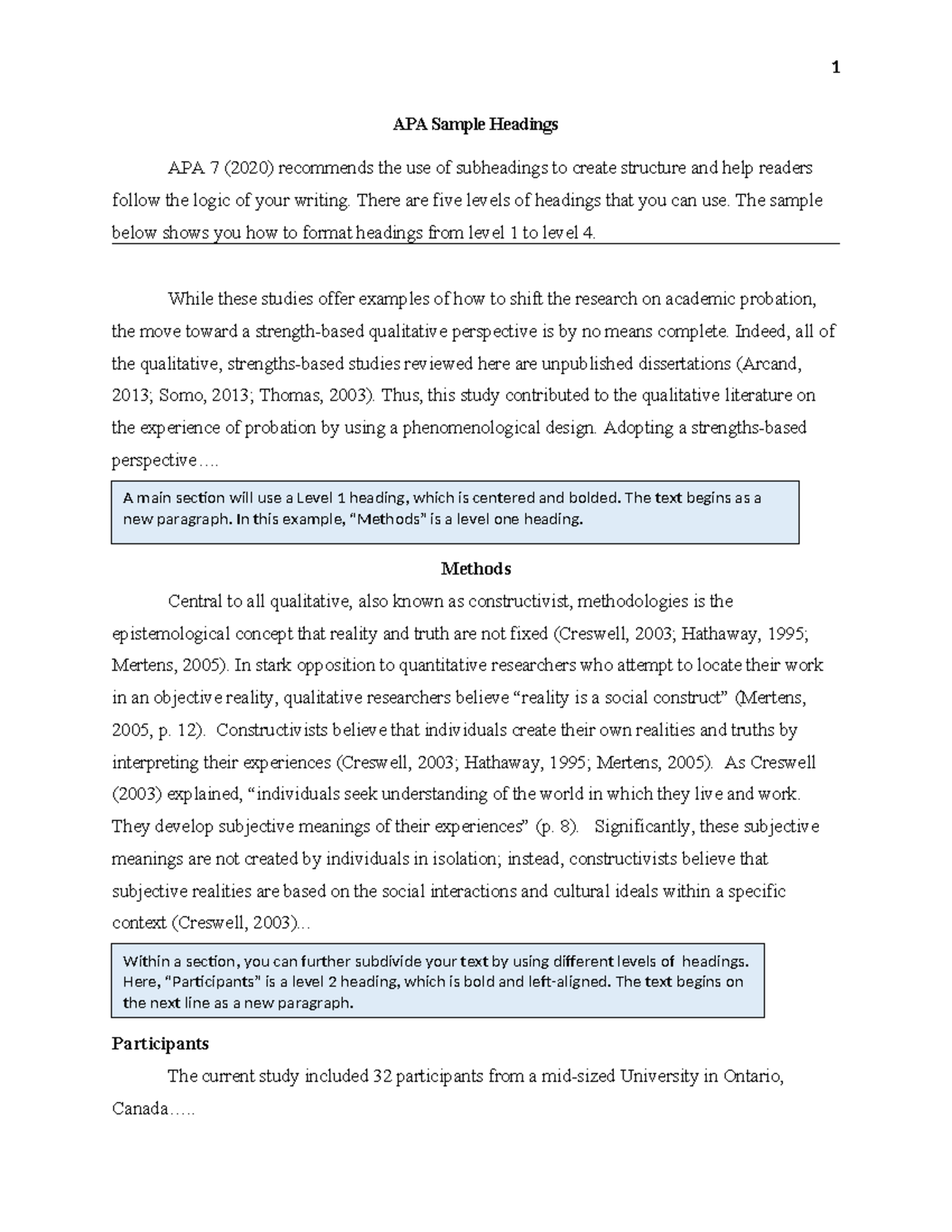 APA 7 Sample Headings: Structuring Your Writing - Studocu