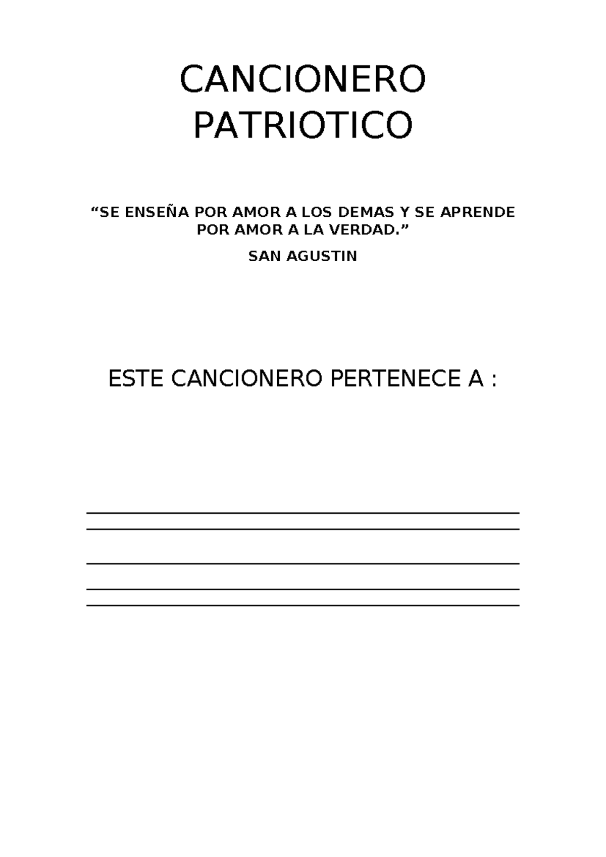 Cancionero Patriótico: Himnos y Cánticos de la Patria Argentina - Studocu