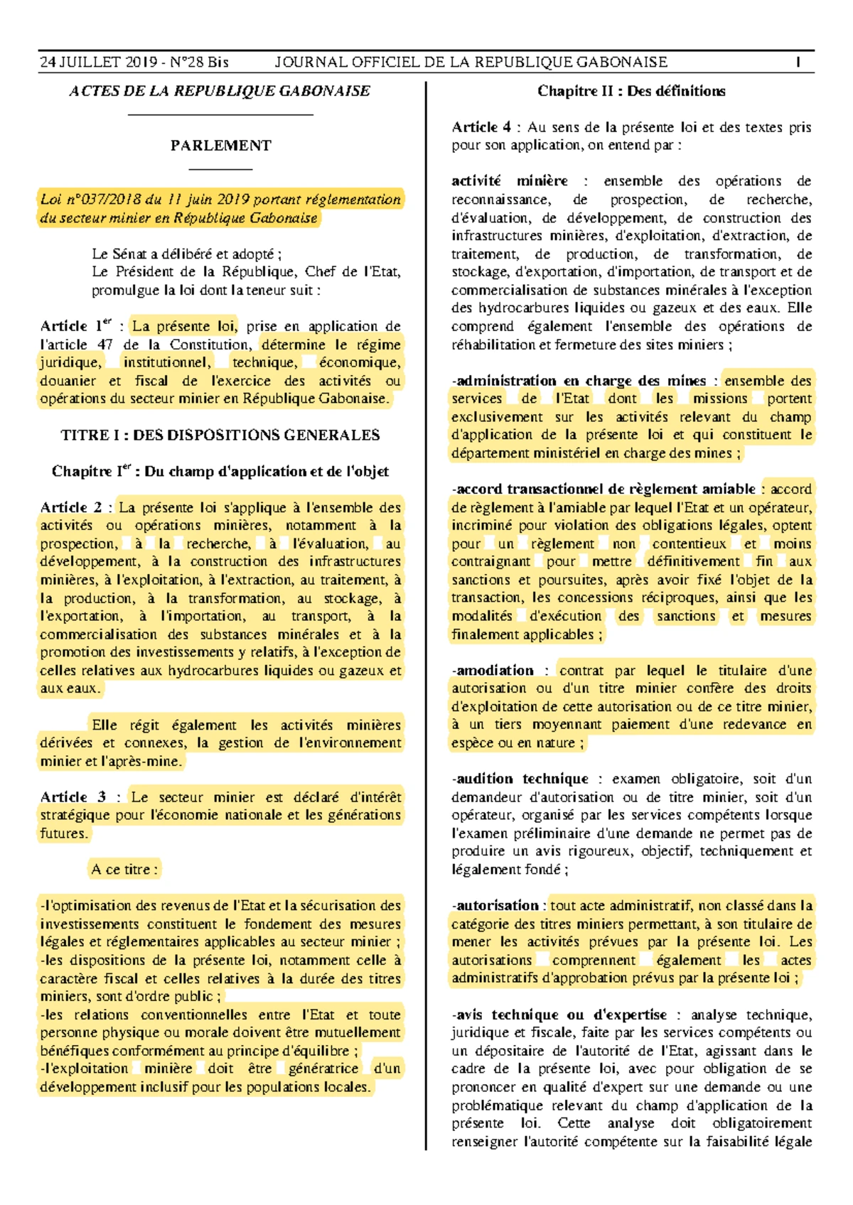 Code Minier Gabon 2000 : Loi du 12 Octobre et Modifications Apportées ...