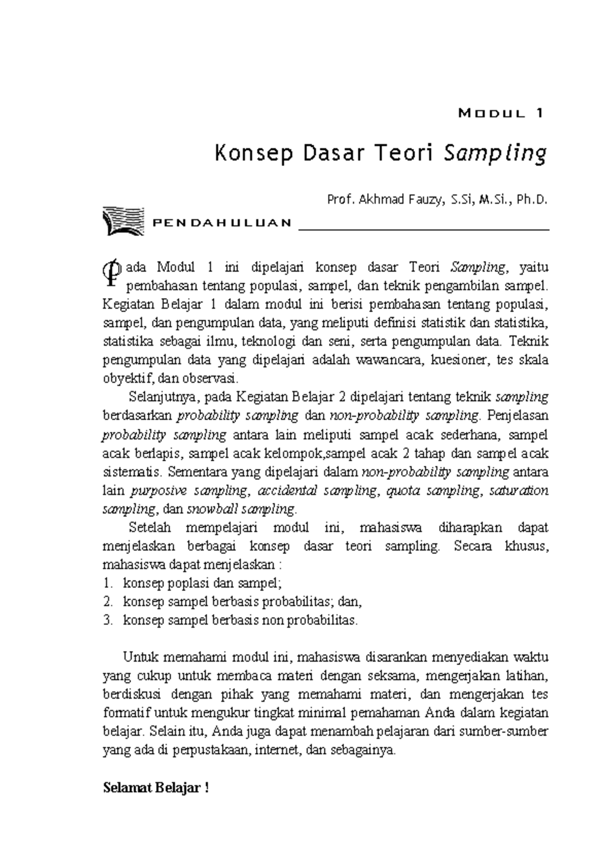 SATS432102-M1: Konsep Dasar Teori Sampling dan Metode Pengumpulan Data ...