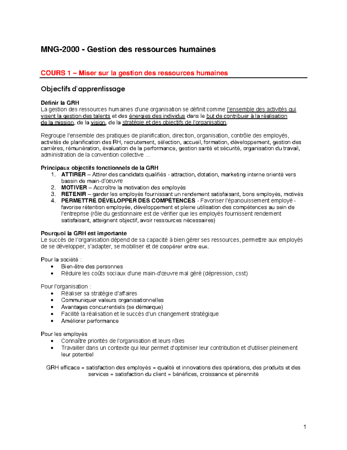MNG-2000 notes de cours RH - MNG- 2000 - Gestion des ressources ...