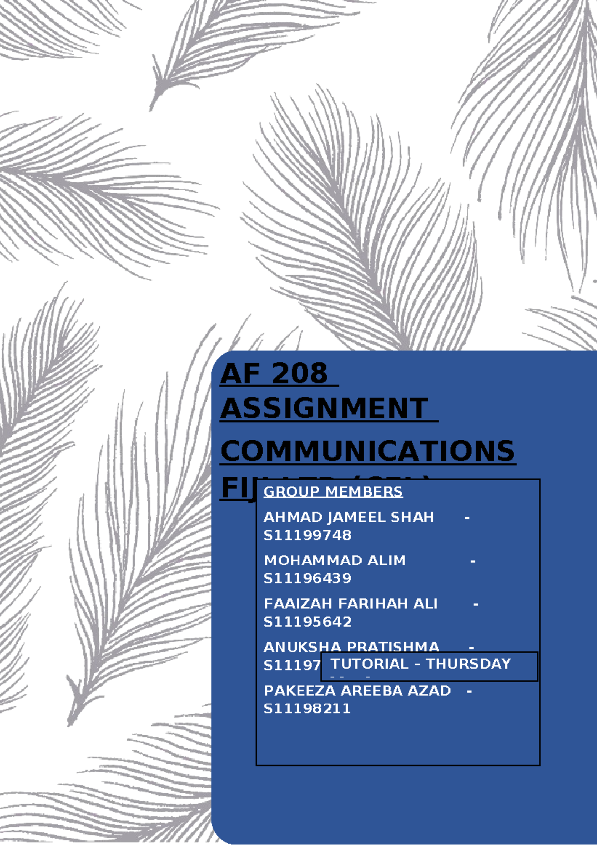 AF 208 Assignment Final sample - AF 208 ASSIGNMENT COMMUNICATIONS FIJI ...