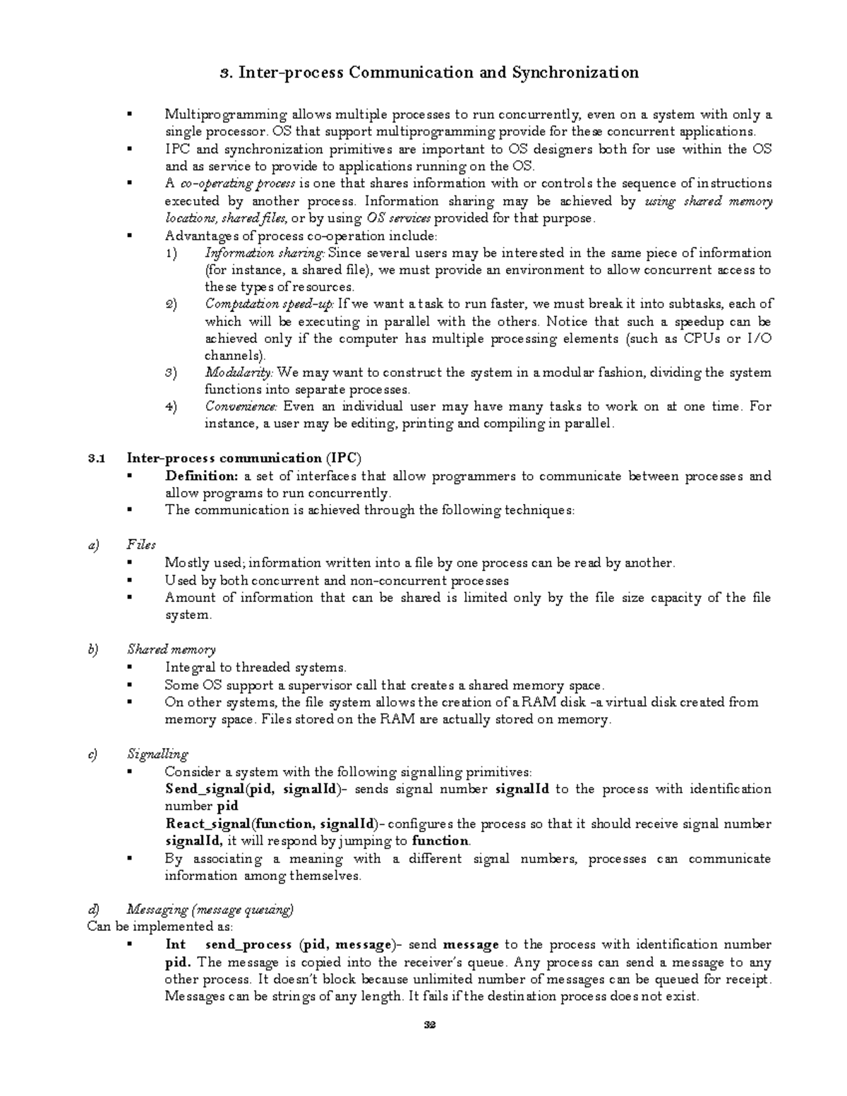COE 251 - Chapter 3: Inter-process Communication & Synchronization ...