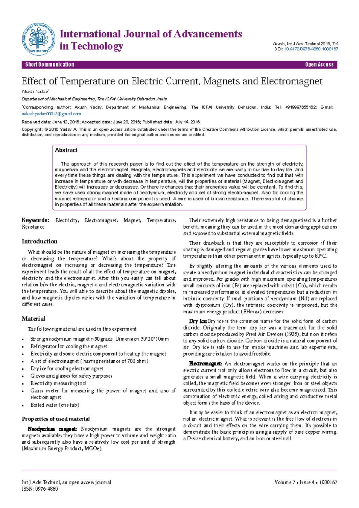 Effect of temperature on electric current magnets and electromagnet ...