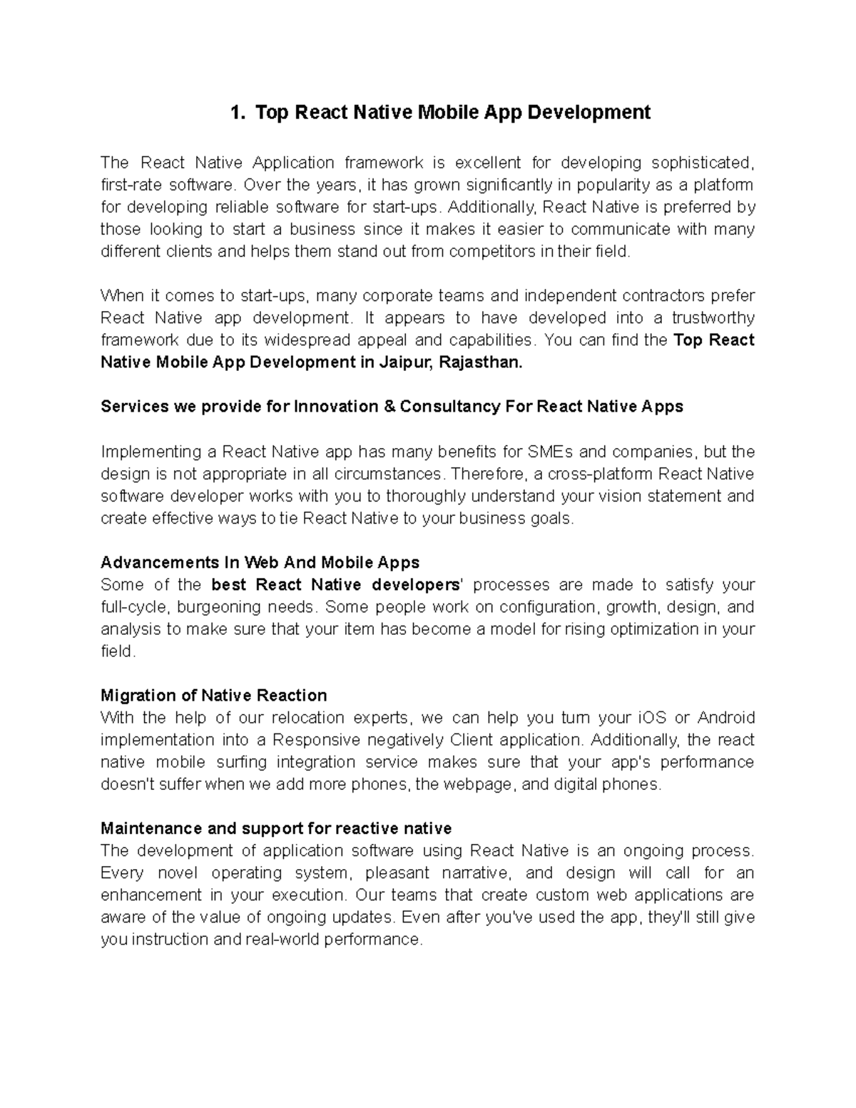 Sg blogss part 2 - article - 1. Top React Native Mobile App Development ...
