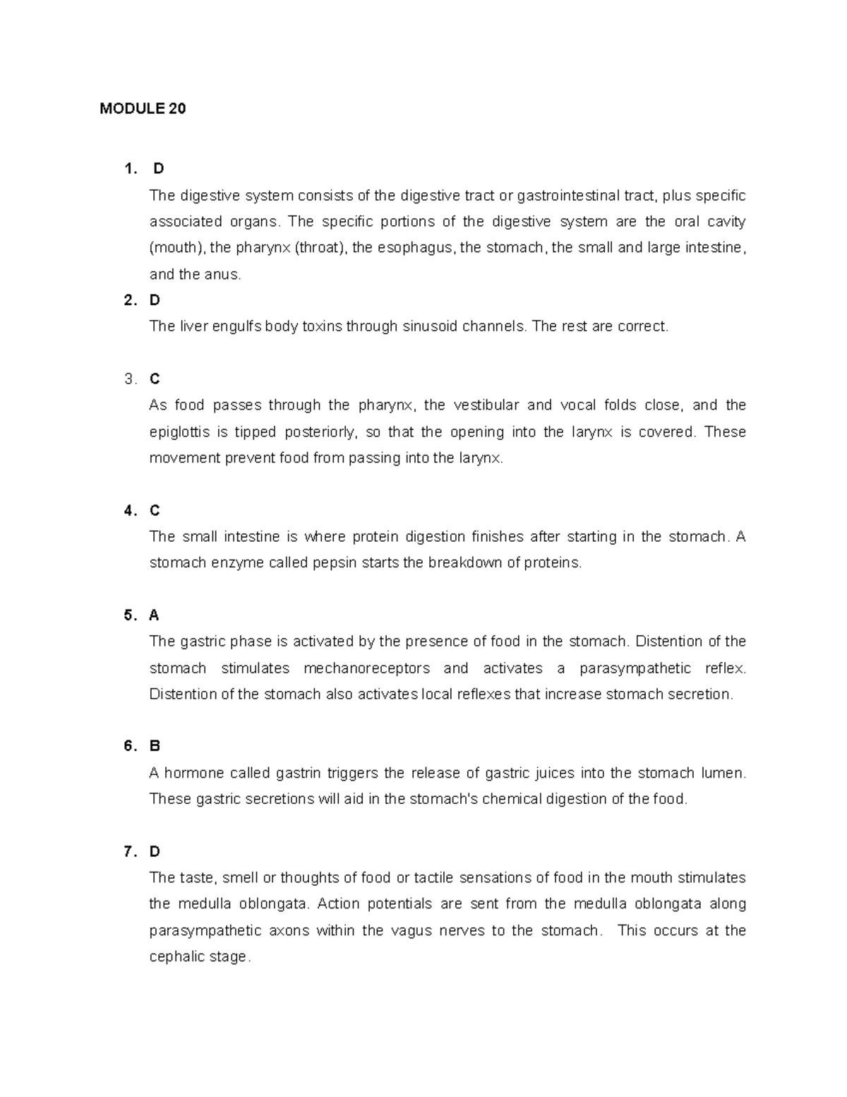 Module 20 Lecture Notes: Digestive System Overview and Functions - Studocu