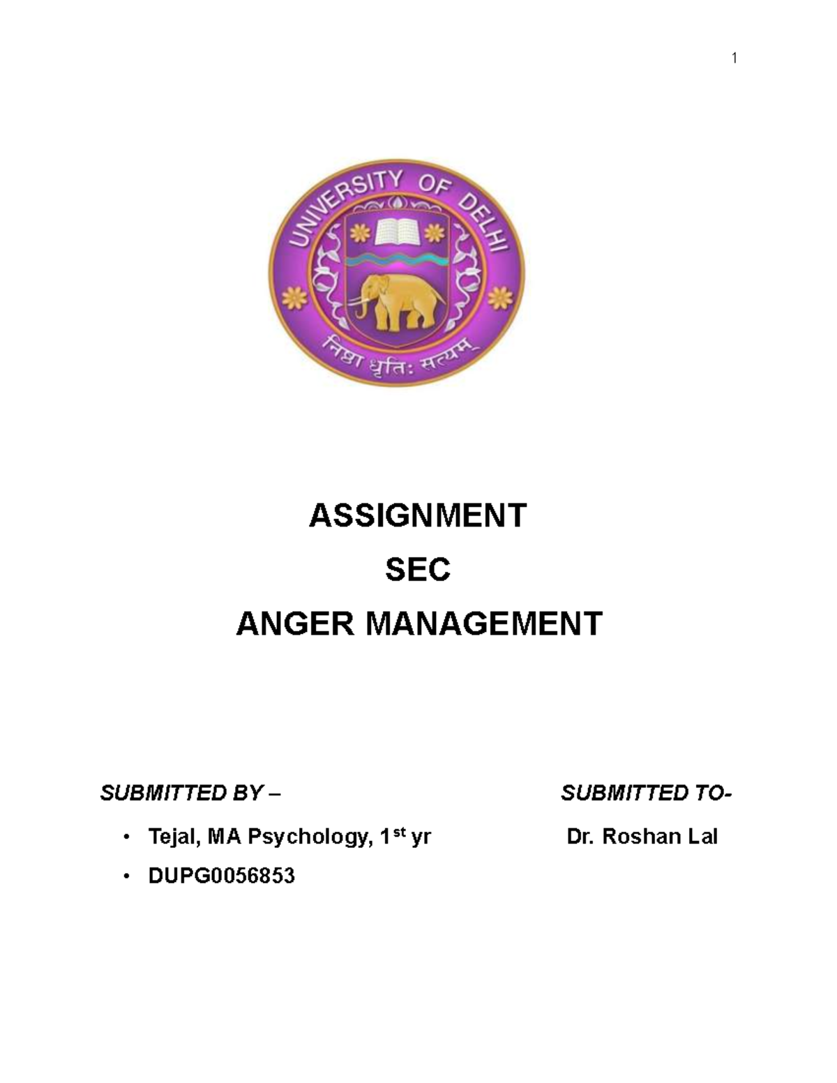 AM Assignment - Exploring Anger Management Techniques in Psychology ...