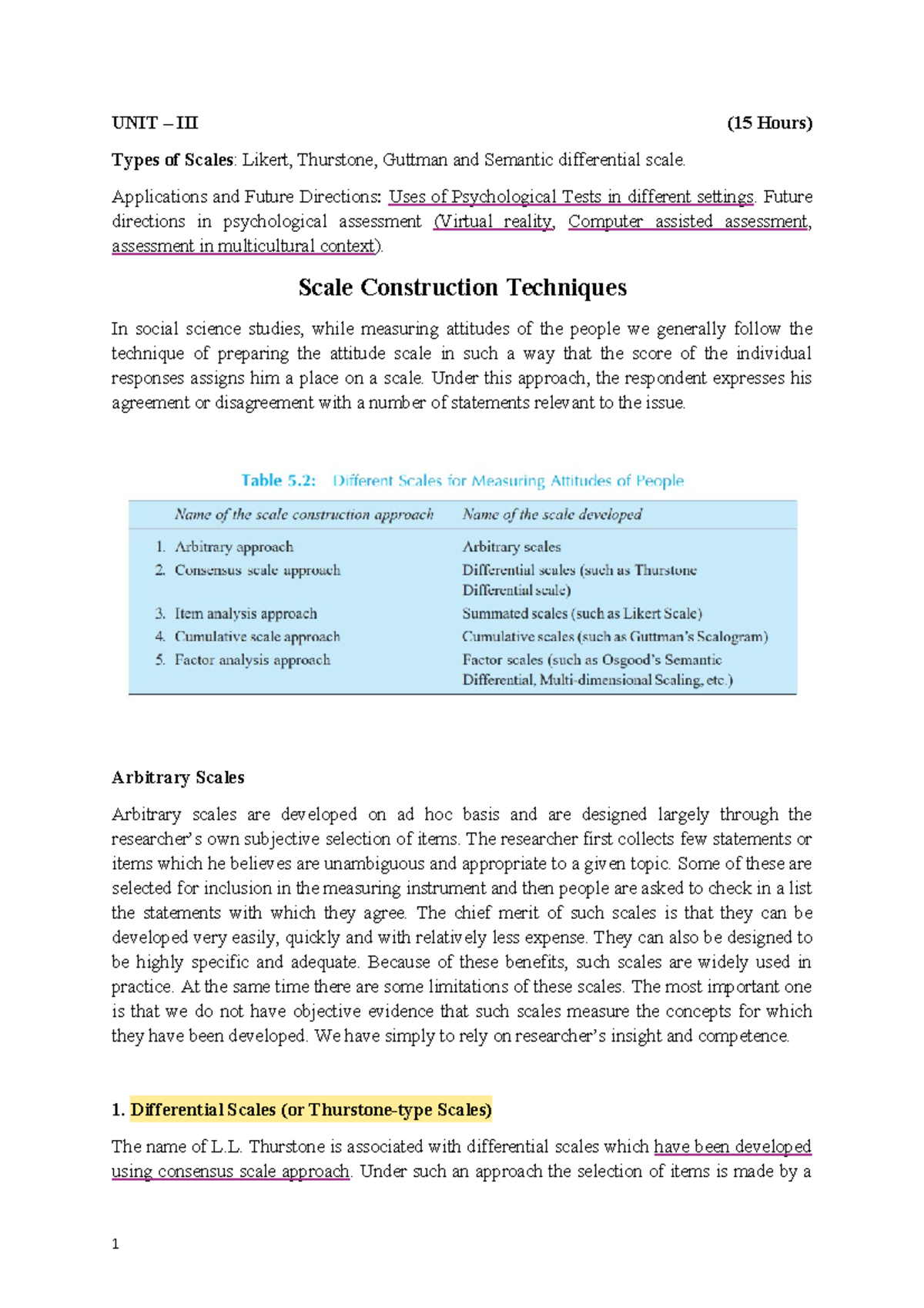 UNIT 3: Understanding Scales – Likert, Thurstone, and Guttman Methods ...
