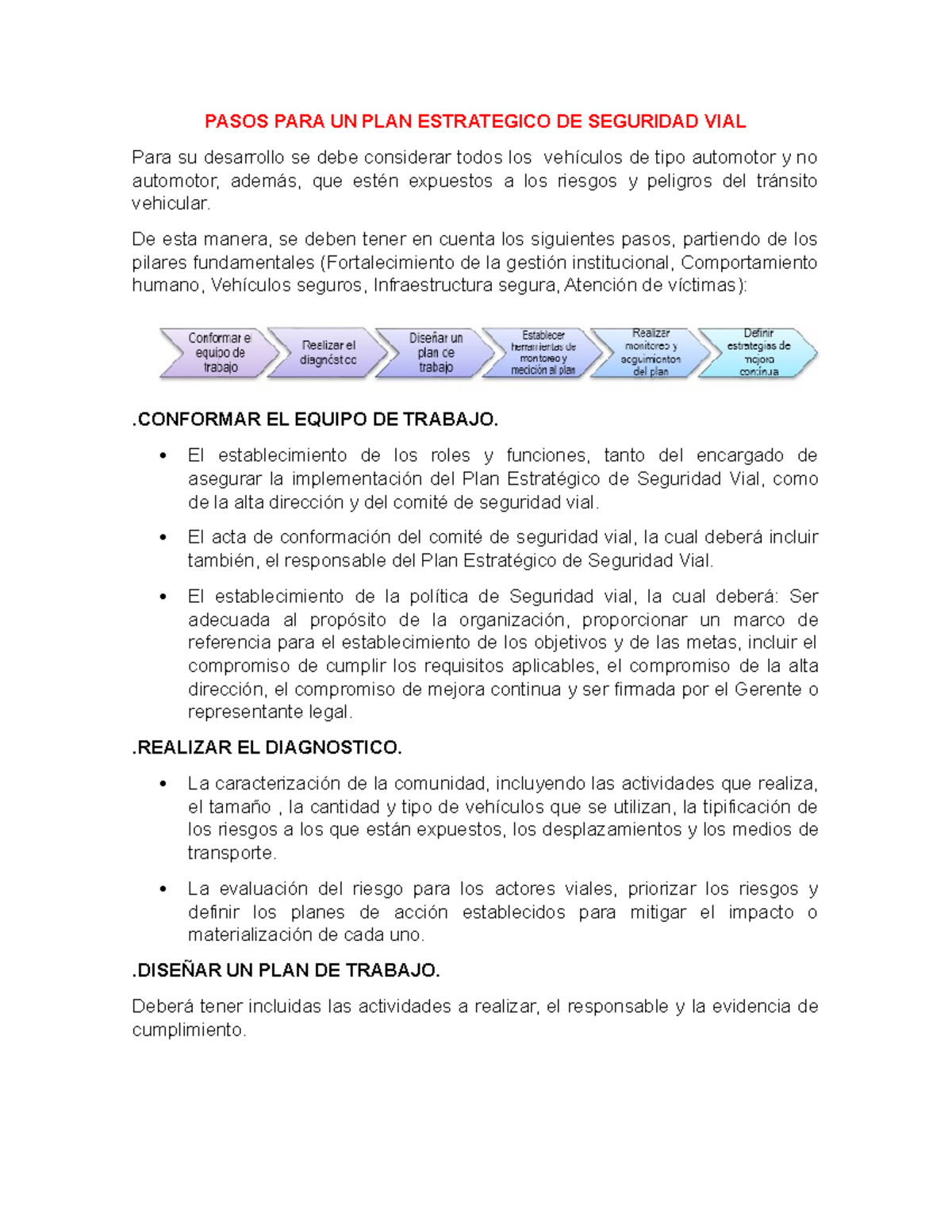 Pasos PARA UN PLAN Estrategico DE Seguridad VIAL - PASOS PARA UN PLAN ...