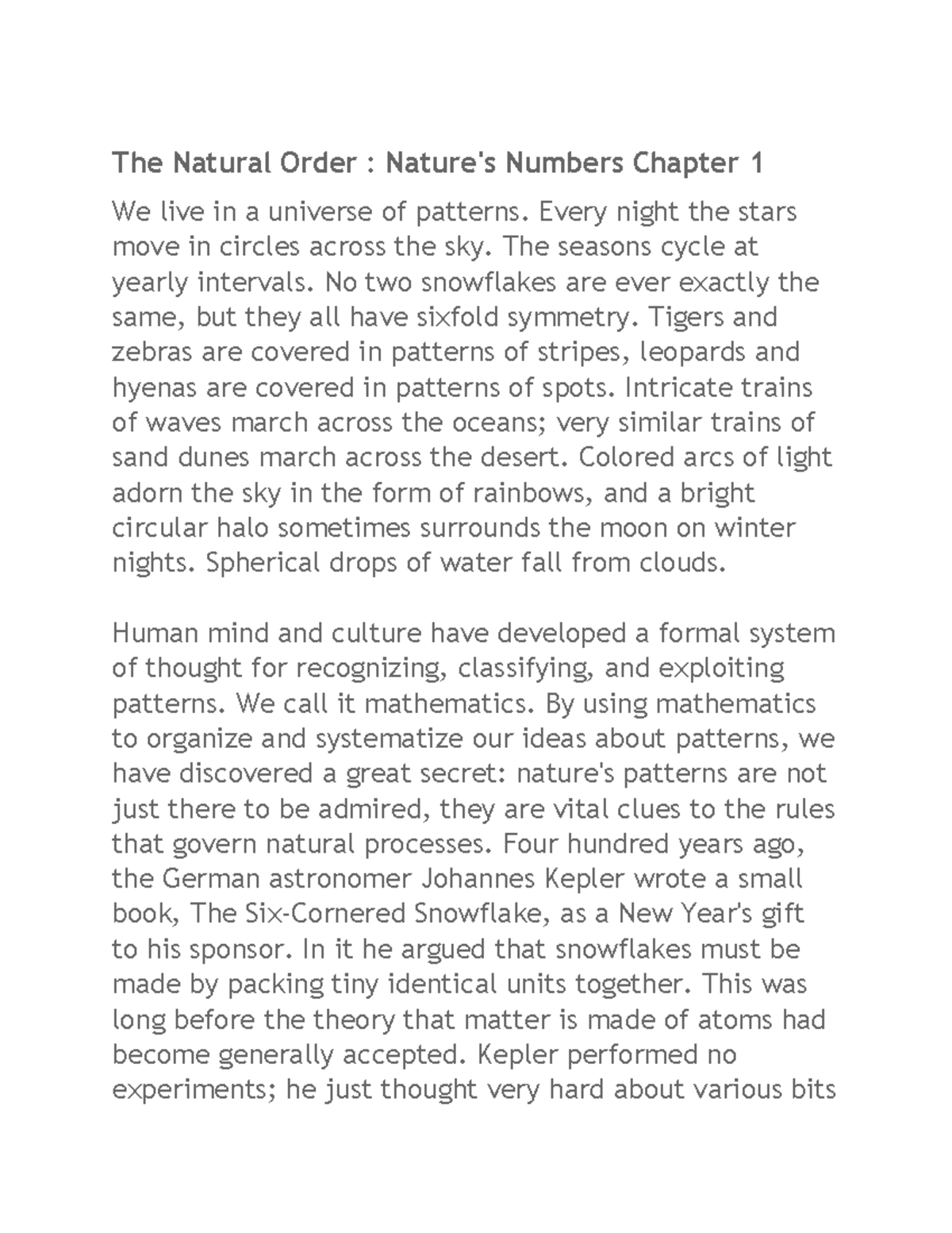 Nature's numbers chapter 7 - The Natural Order : Nature's Numbers ...