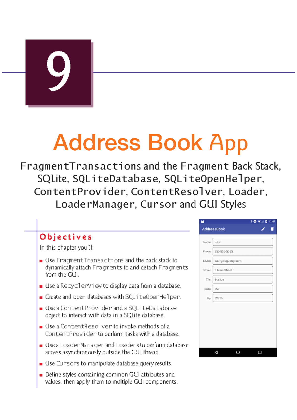 Chapter 09 - Address Book App - 9 Address Book App FragmentTransactions ...