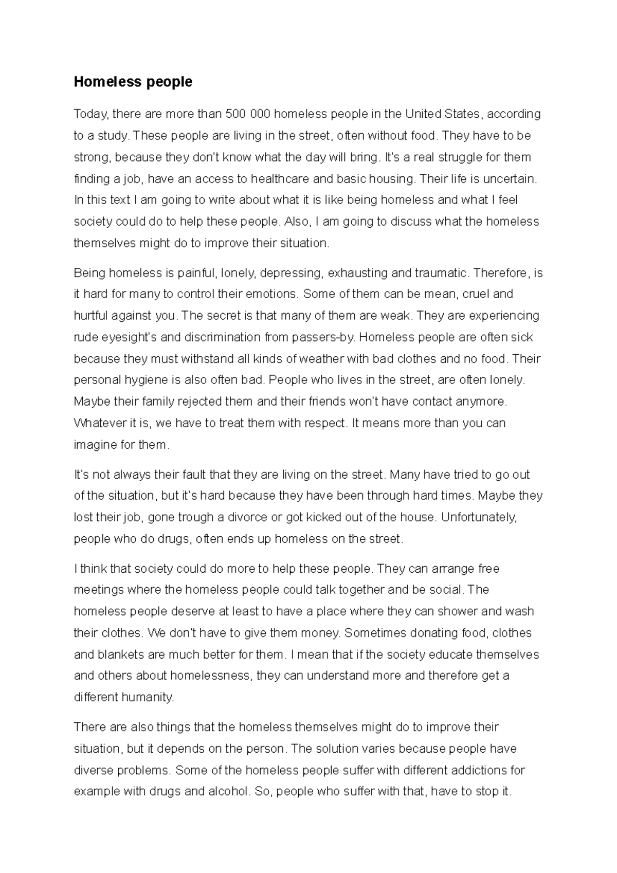 Homelessness in the U.S.: Understanding and Solutions - Essay Notes ...