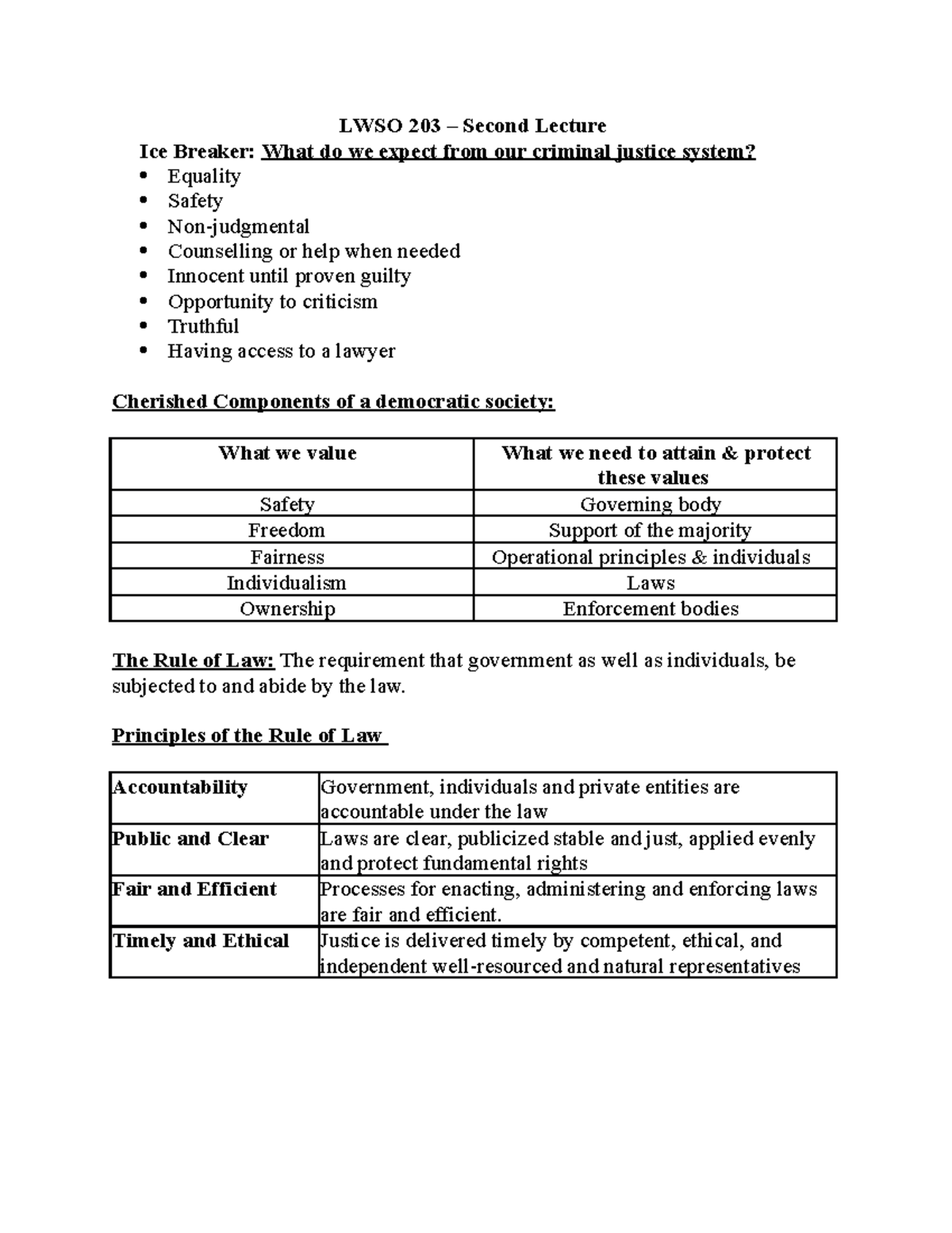 LWSO 203 Lecture Notes: Key Concepts in Law and Society - Studocu