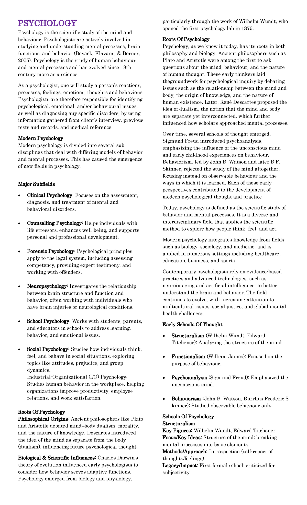 PSY 101 Psychology Overview: Key Concepts and Theories - Studocu