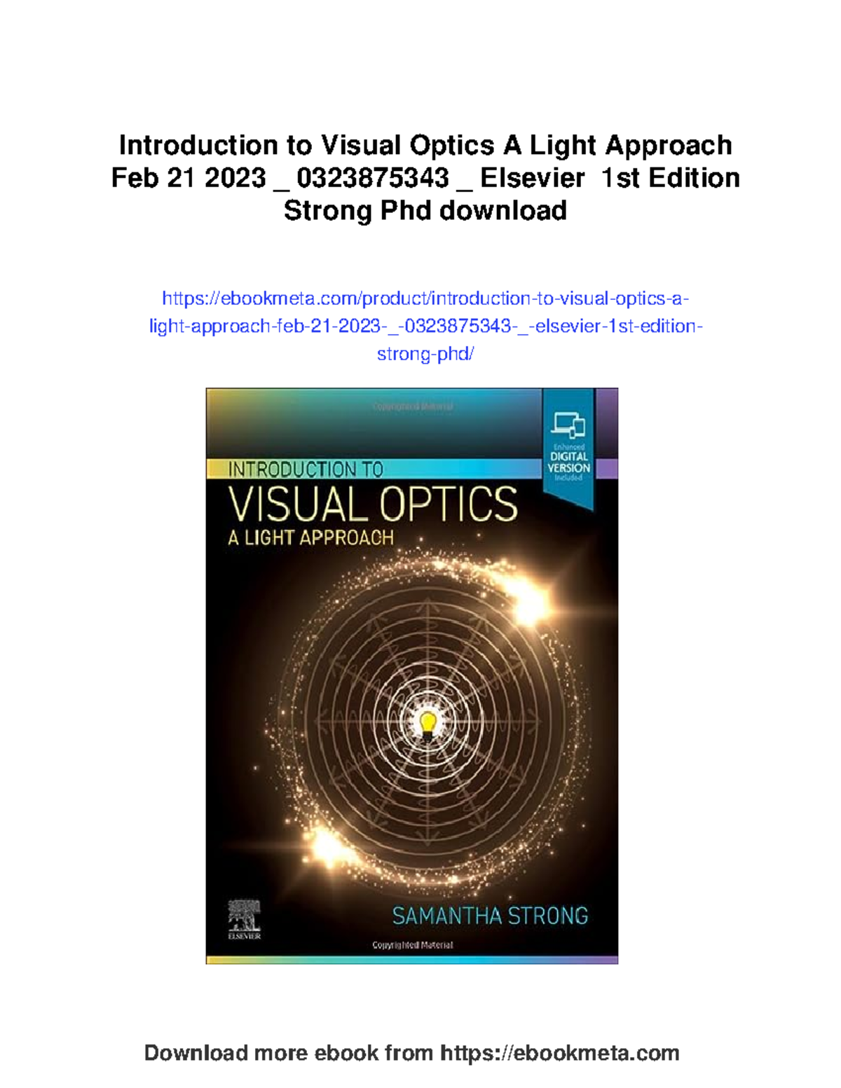 Introduction to Visual Optics: A Light Approach (03238) - 1st Edition ...