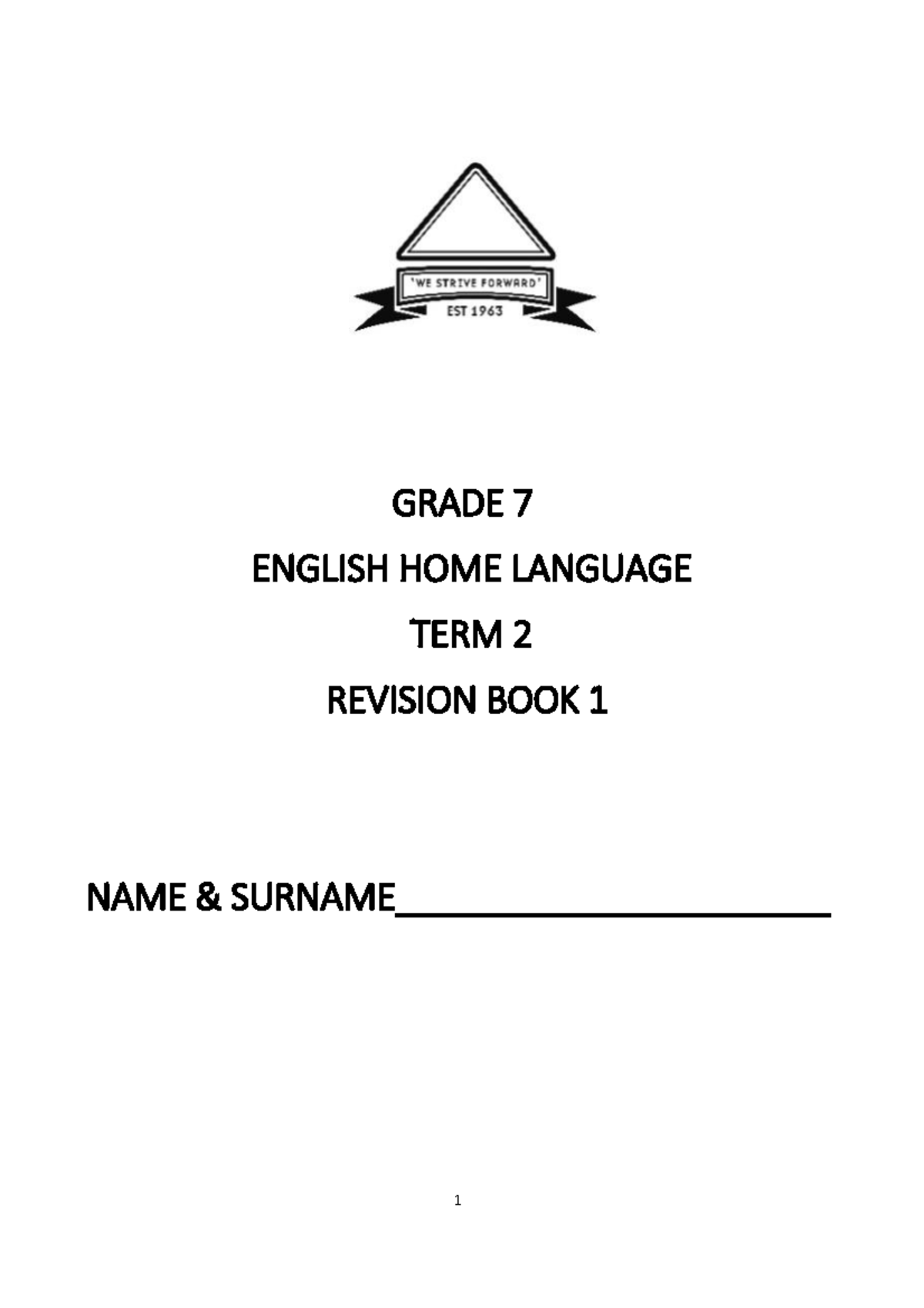 Grade 7 English HL Term 2 Revision Workbook - Week 1 - Studocu
