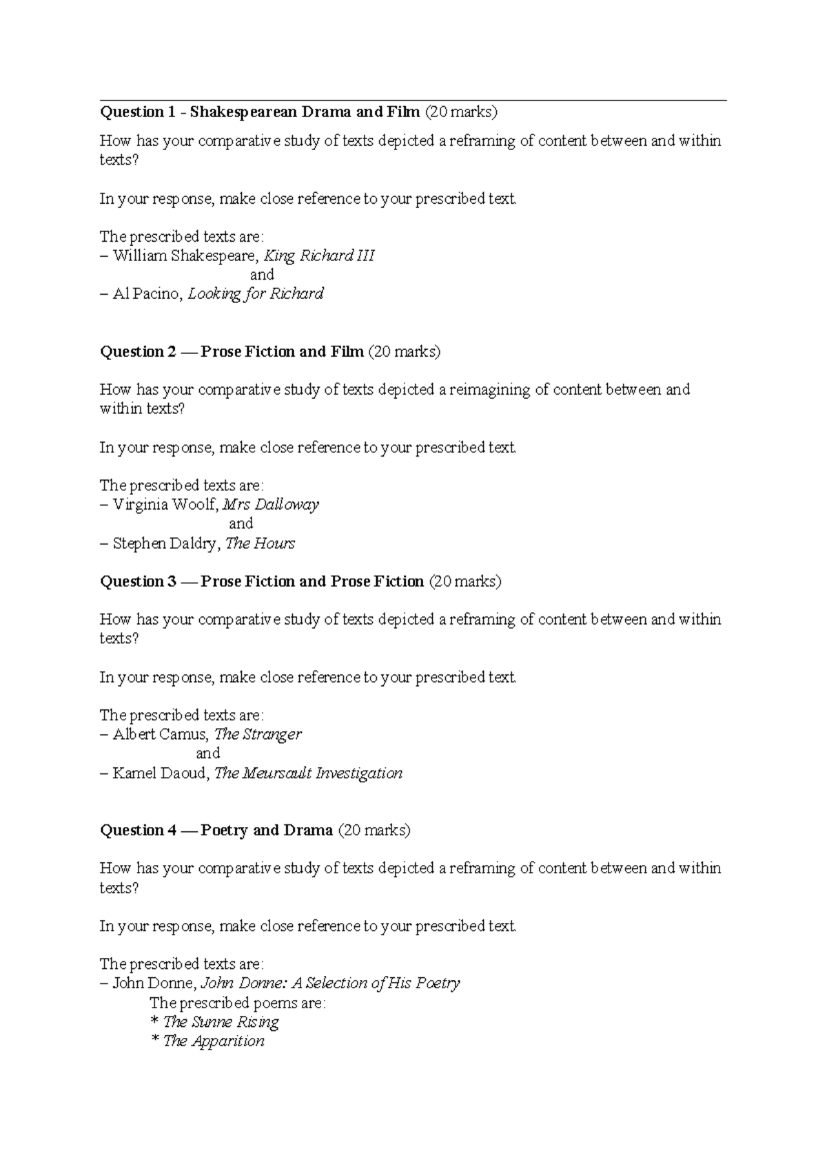 Mod A: Textual Conversations - Comparative Study of Drama, Prose ...