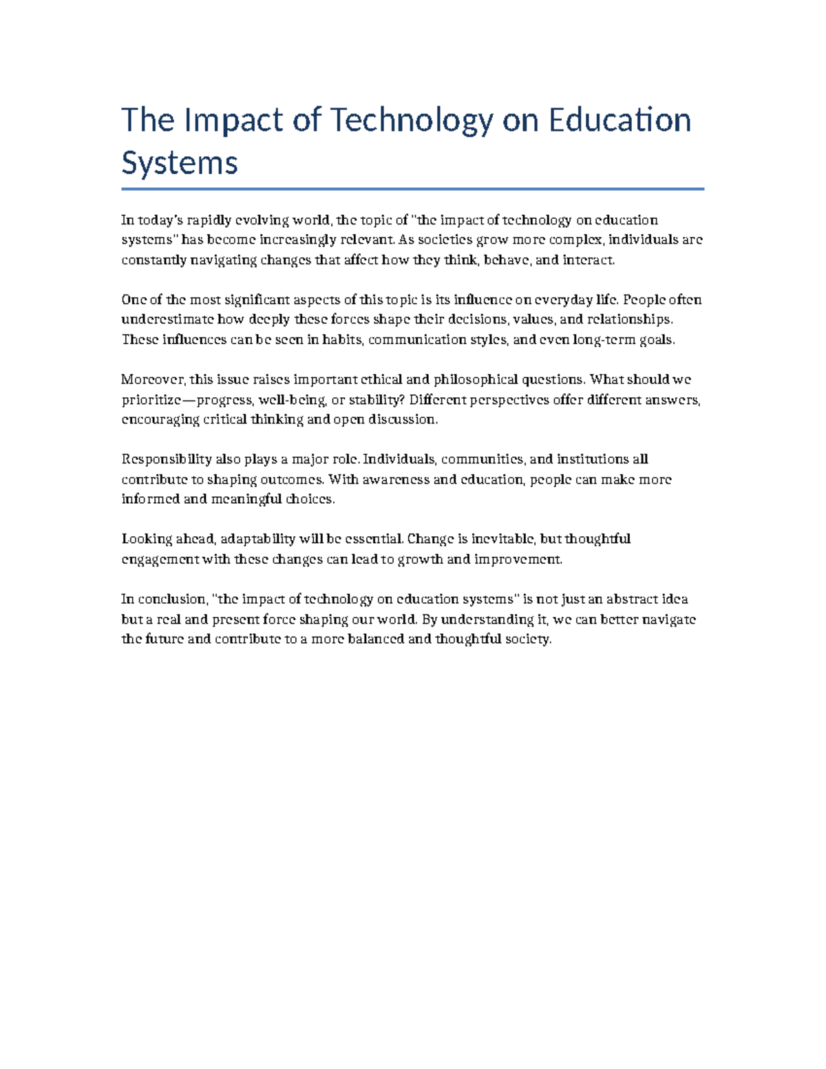 The Impact of Technology on Education Systems: A Critical Analysis ...