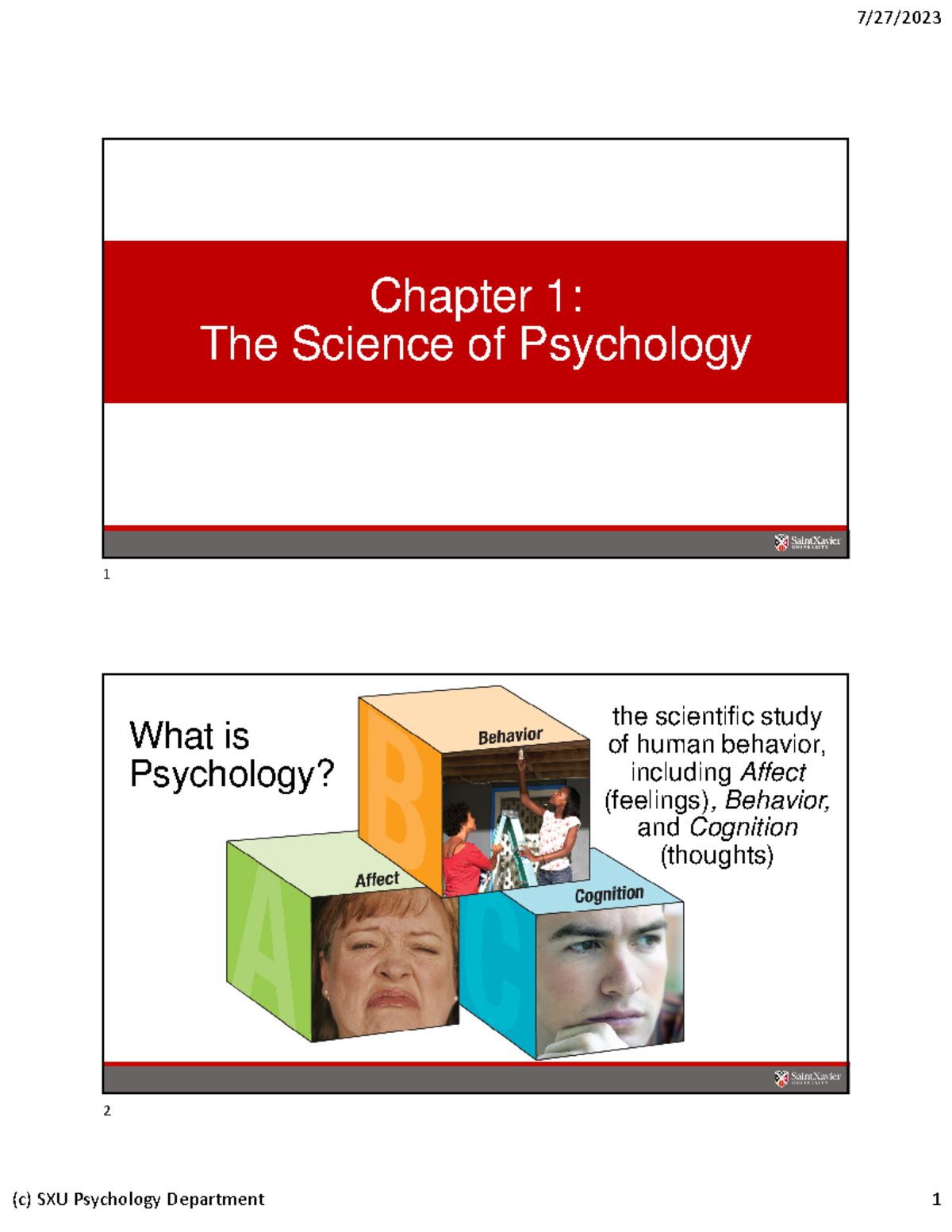 Unit 1 (Ch 1) Intro - Chapter 1: The Science of Psychology the ...