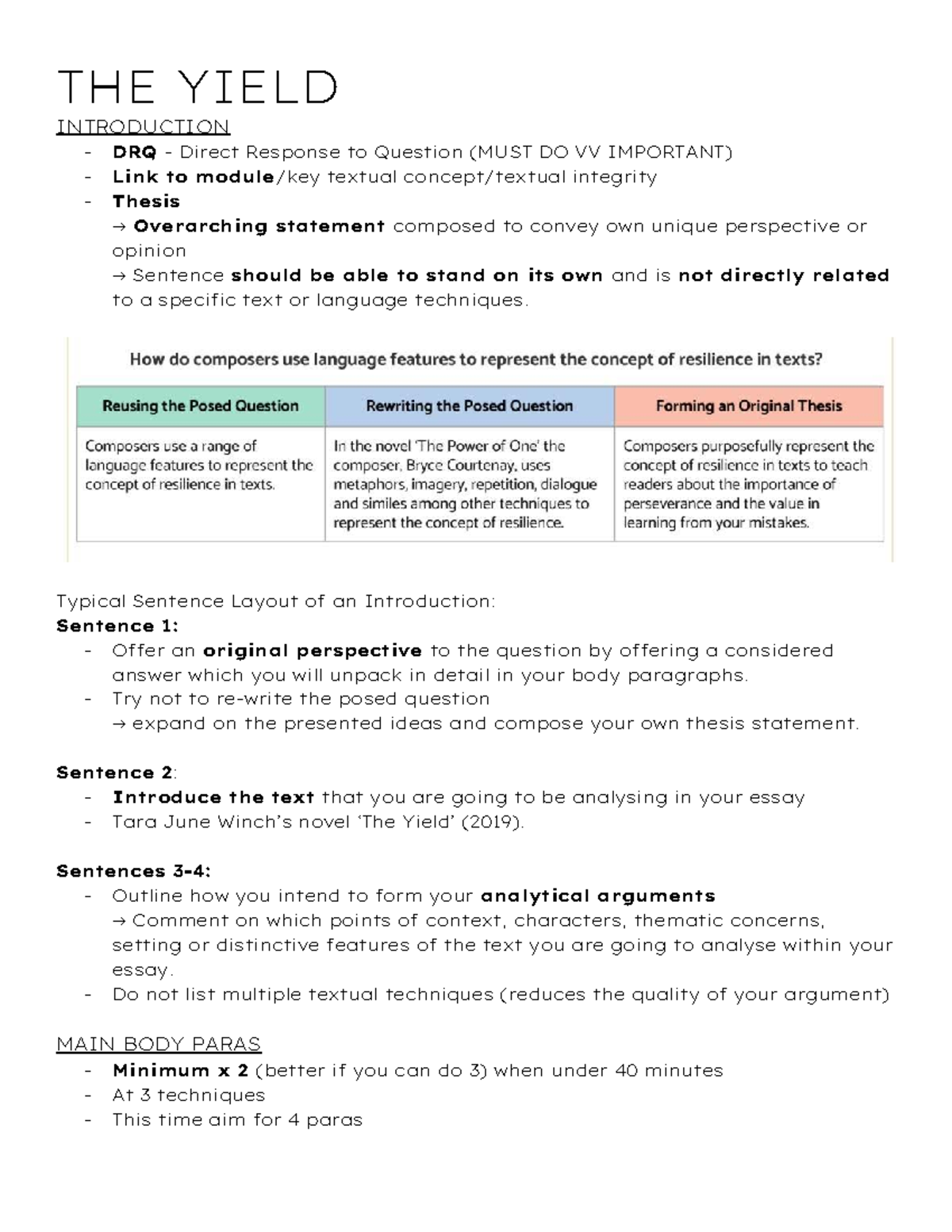 The Yield Notes - 10ENGF Direct Response to Question Analysis and ...