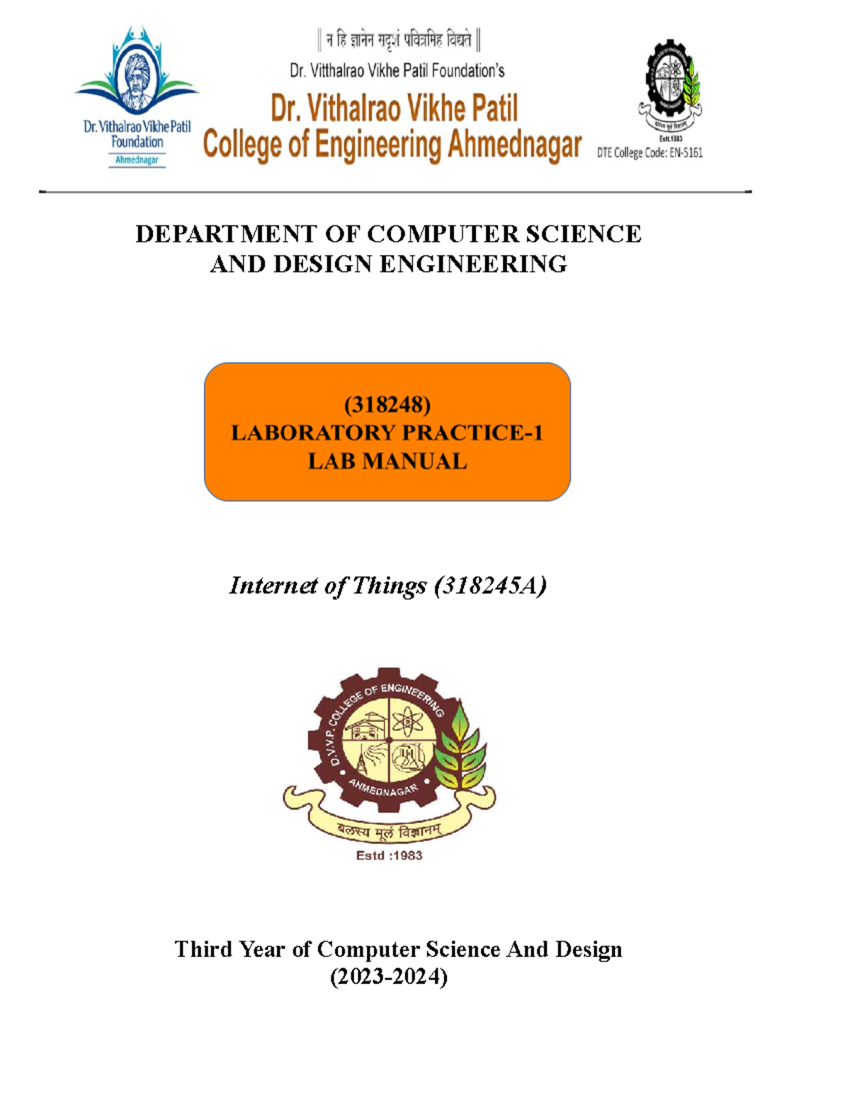 IOT Lab Manual (318245A): Assignments for Computer Science & Design ...