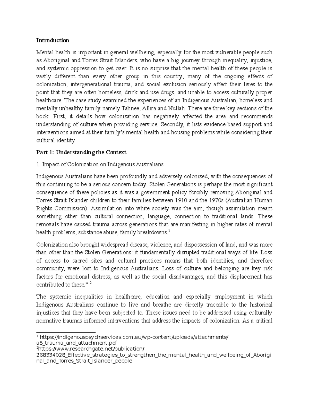 Mental Health Interventions for Aboriginal Families: A Case Study ...