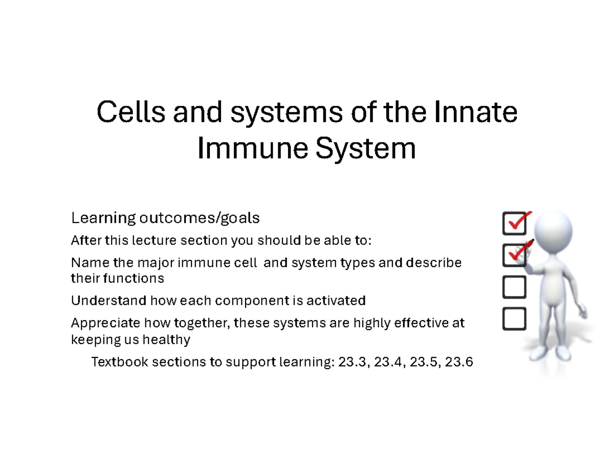 MICR2420 Lecture: Cells and Systems of the Innate Immune System - Studocu