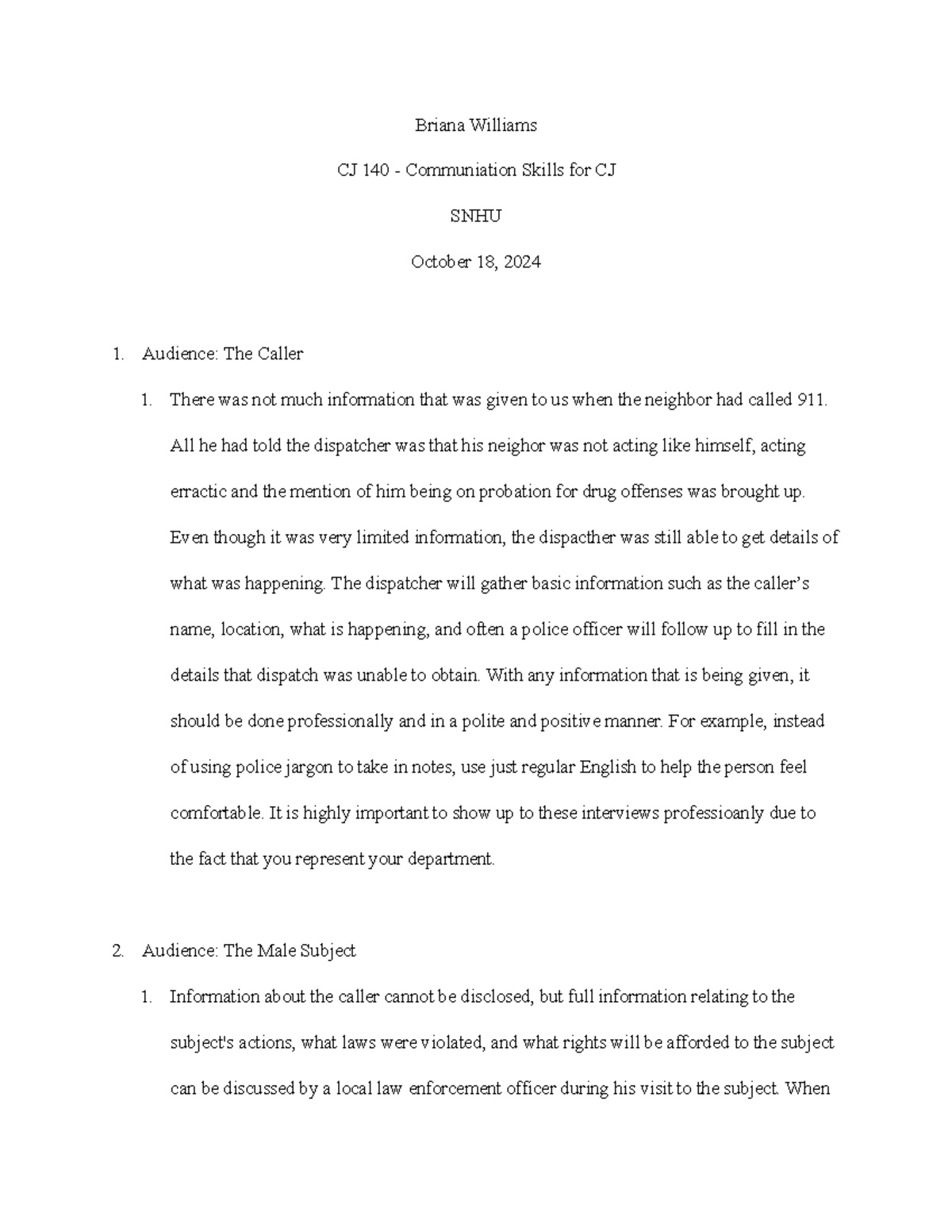 7-2 Project Two CJ 140 pdf - Briana Williams CJ 140 - Communiation ...