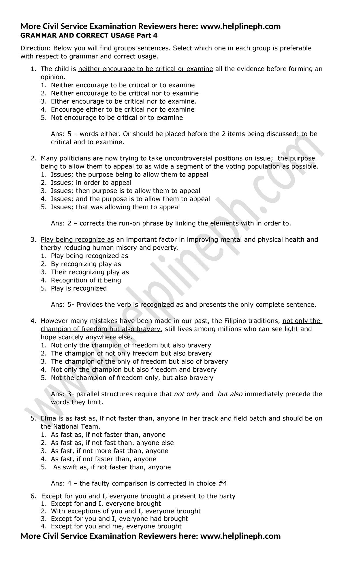 English Grammar and Correct Usage: Part 4 Study Guide - Studocu