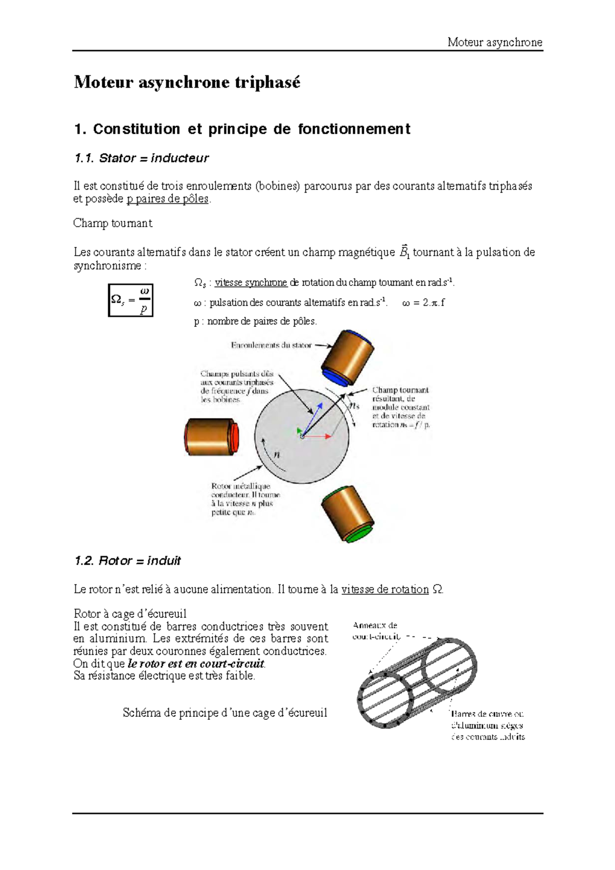 Cours MAS - Moteur Asynchrone : Constitution et Fonctionnement - Studocu
