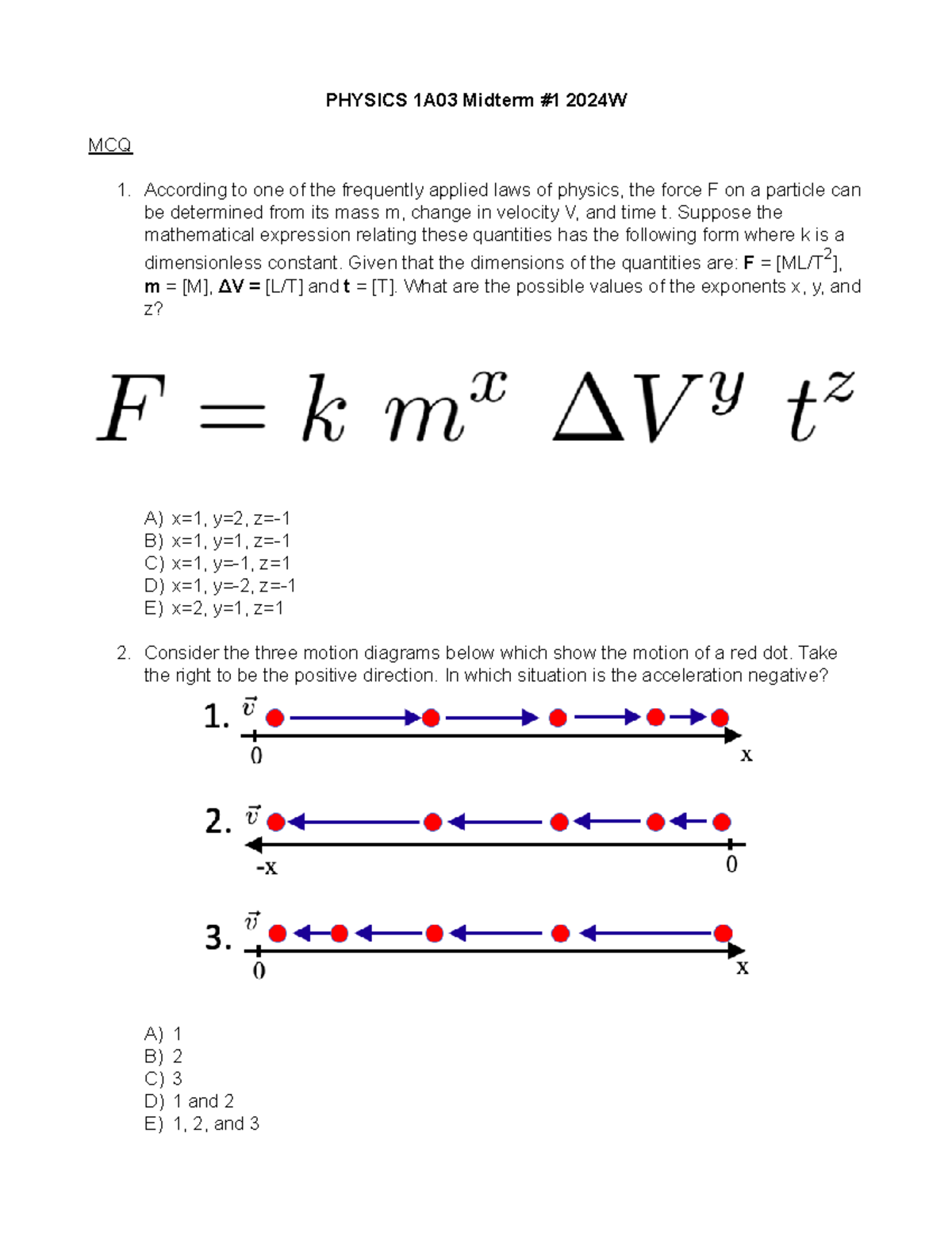 PHYSICS 1A03 Midterm Exam #1 Study Guide 2024W - Studocu