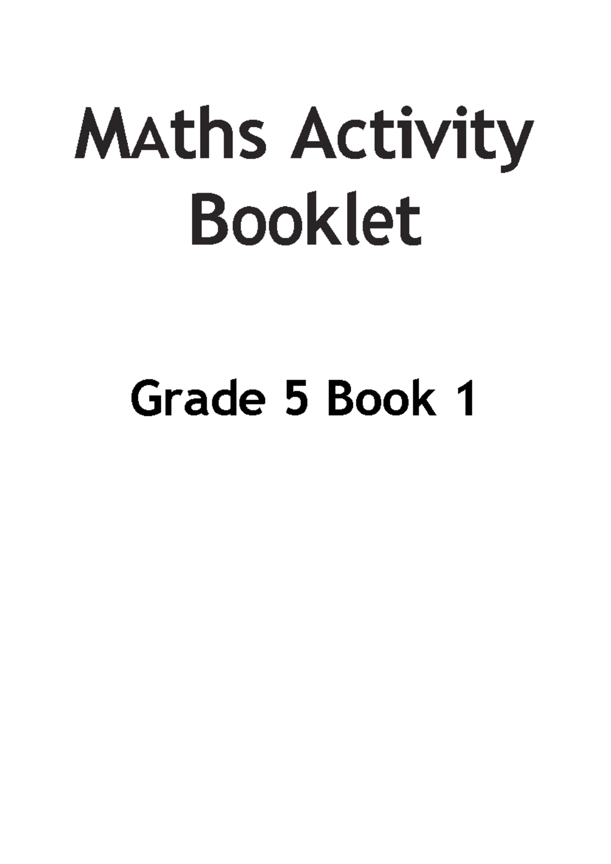 Grade 5 MATH Curriculum Workbook: Number & Place Value Activities - Studocu