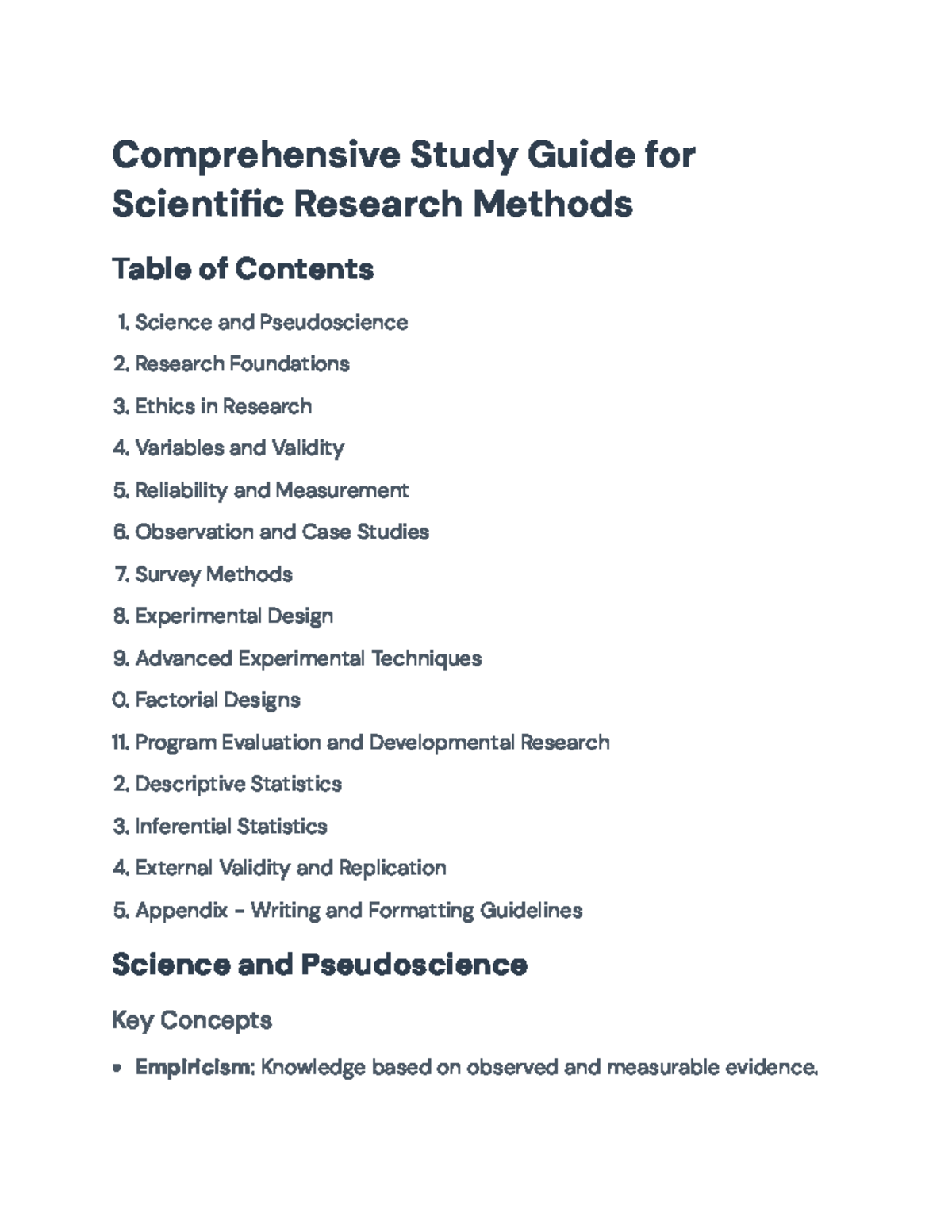 Comprehensive Study Guide for Scientific Research Methods (Course Code ...
