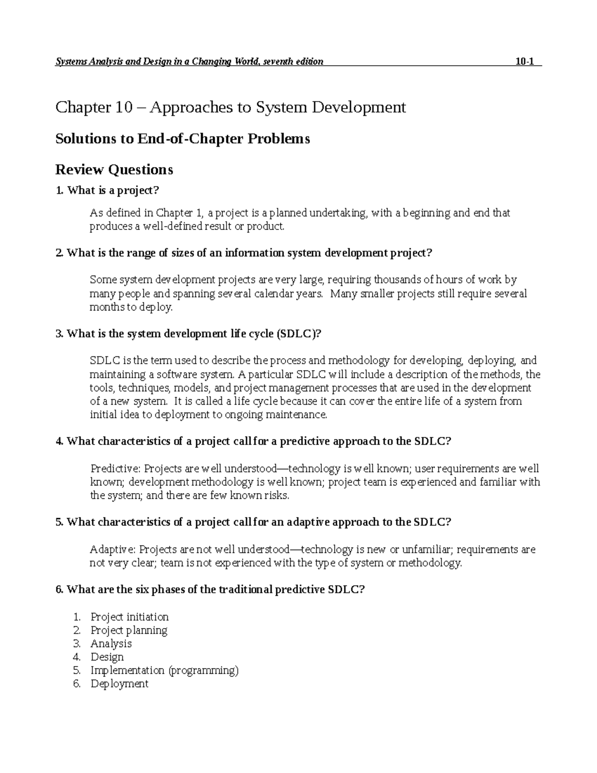 Systems Analysis and Design (7th Ed) Chapter 10 Solutions & Review ...