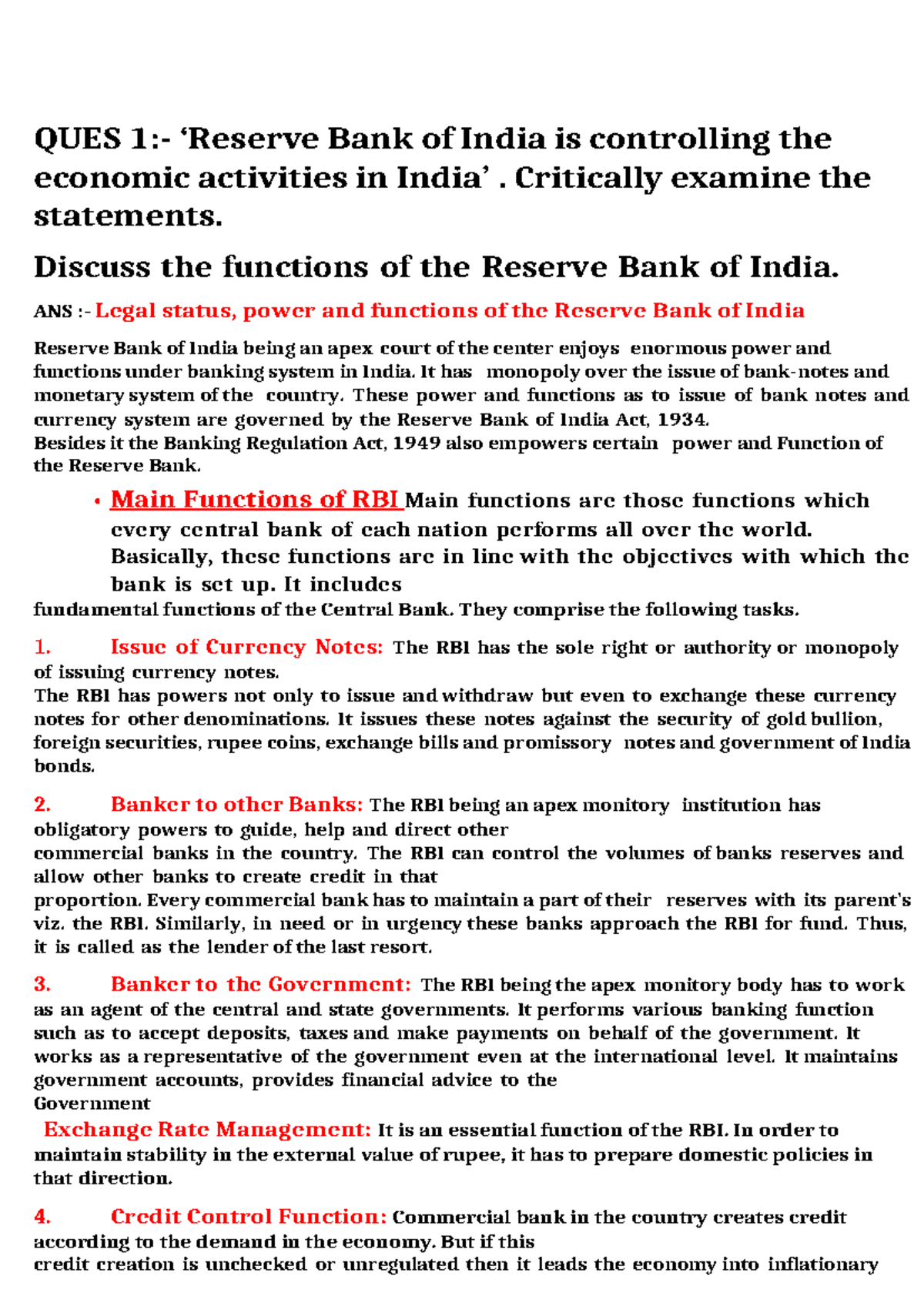 RBI Functions and Legal Framework: A Critical Examination of Banking ...