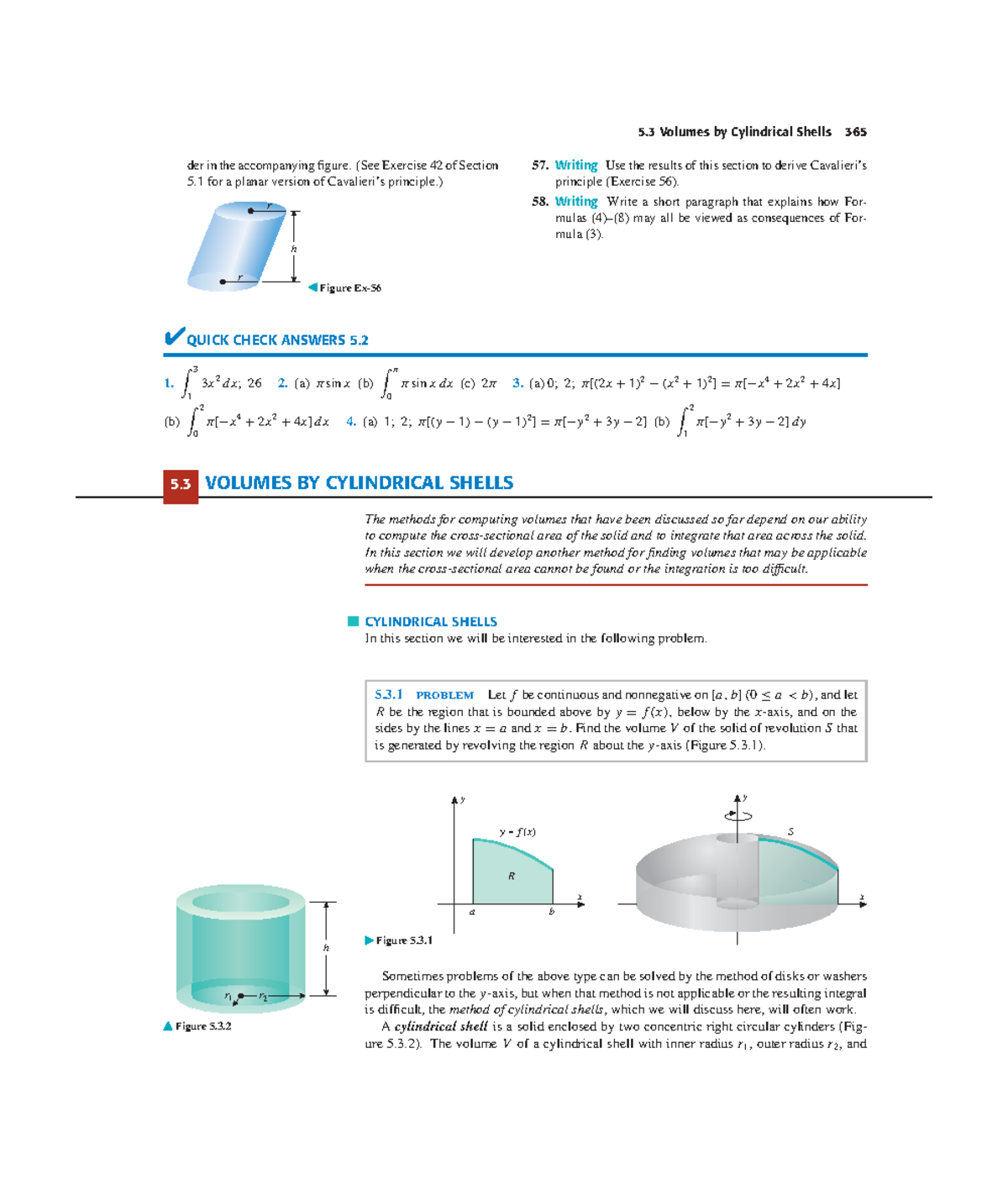 Calculus Anton: Volumes of Cylindrical Shells (Ch 5.3) - Studocu