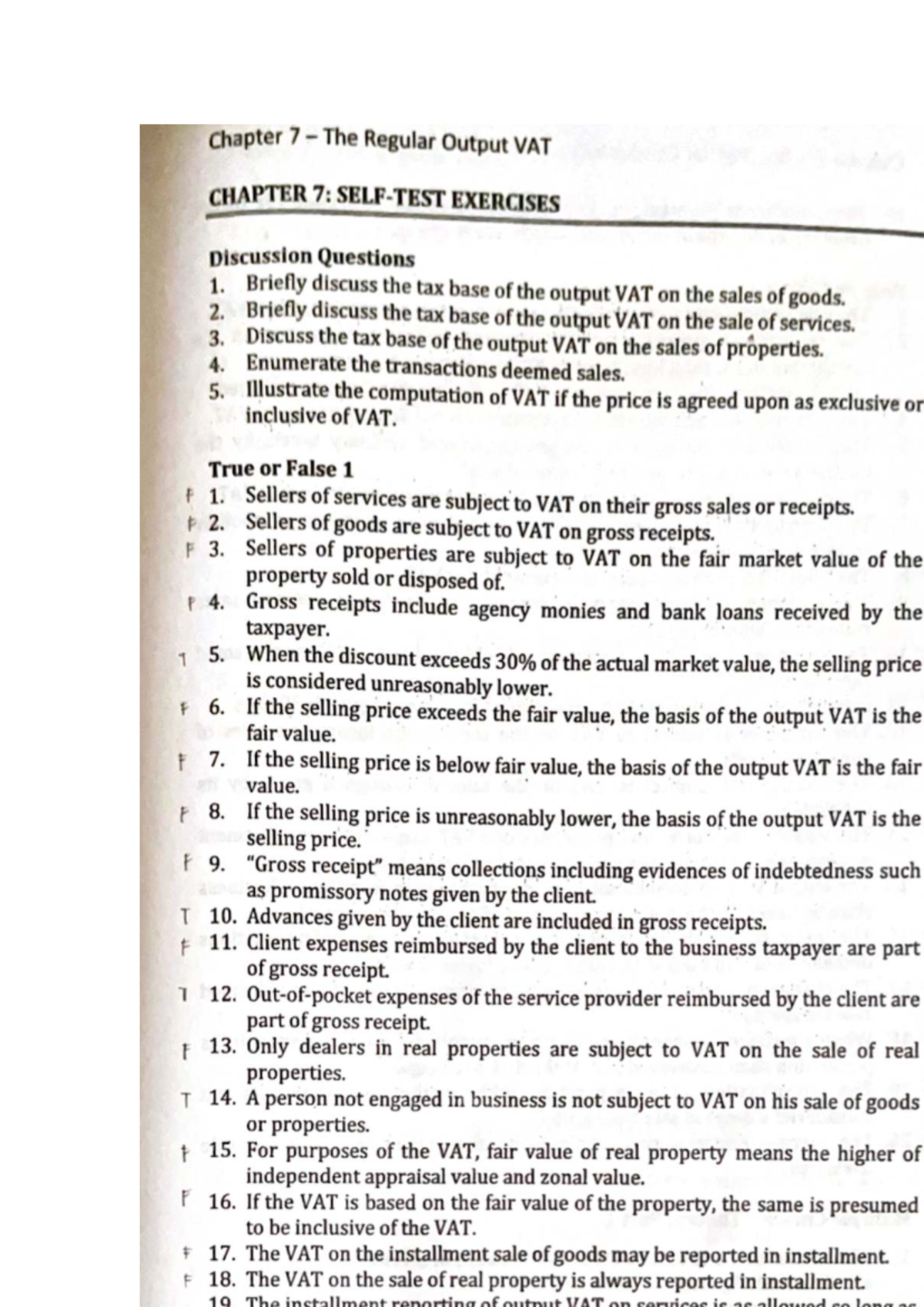 Chapter 7 - The Regular Output VAT - Briefly discuss the tax base of ...