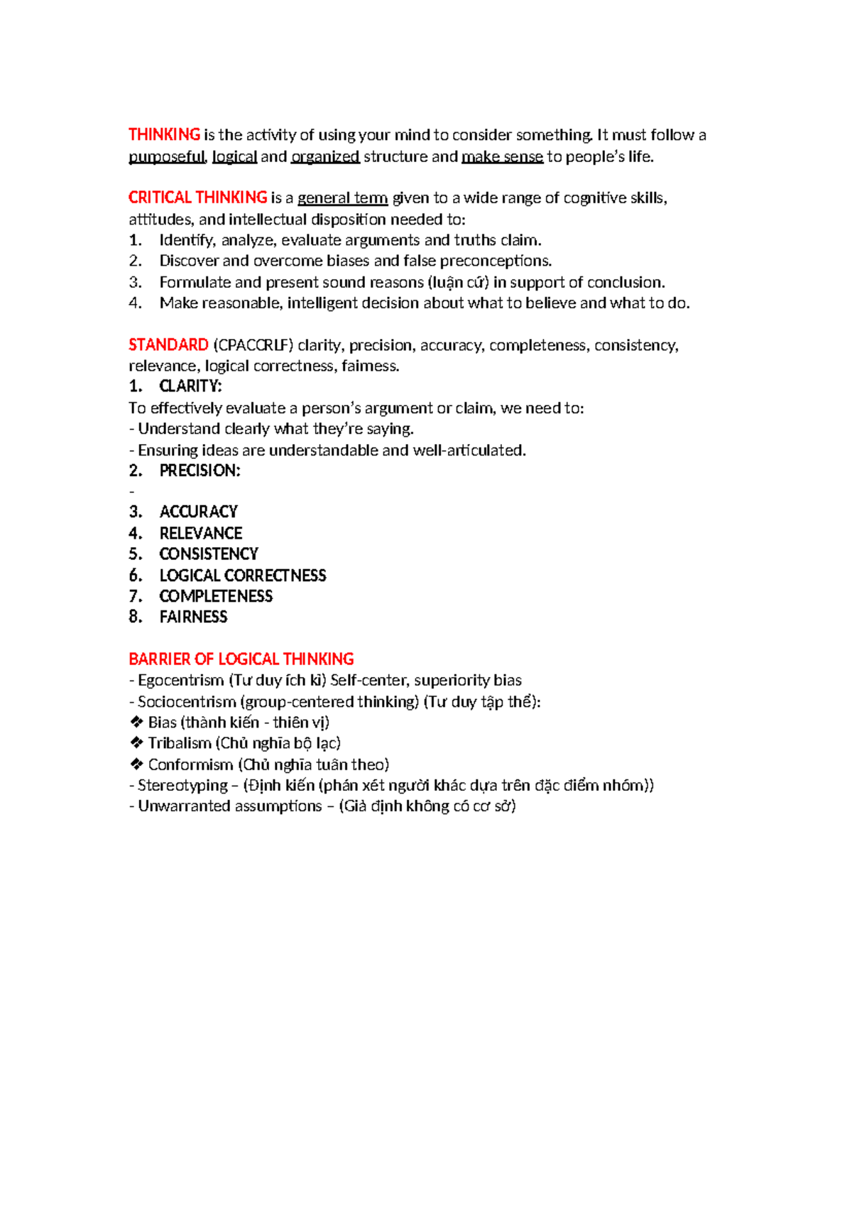 Critical Thinking and Barriers: Chapter 1 (CPACCRLF) - Studocu