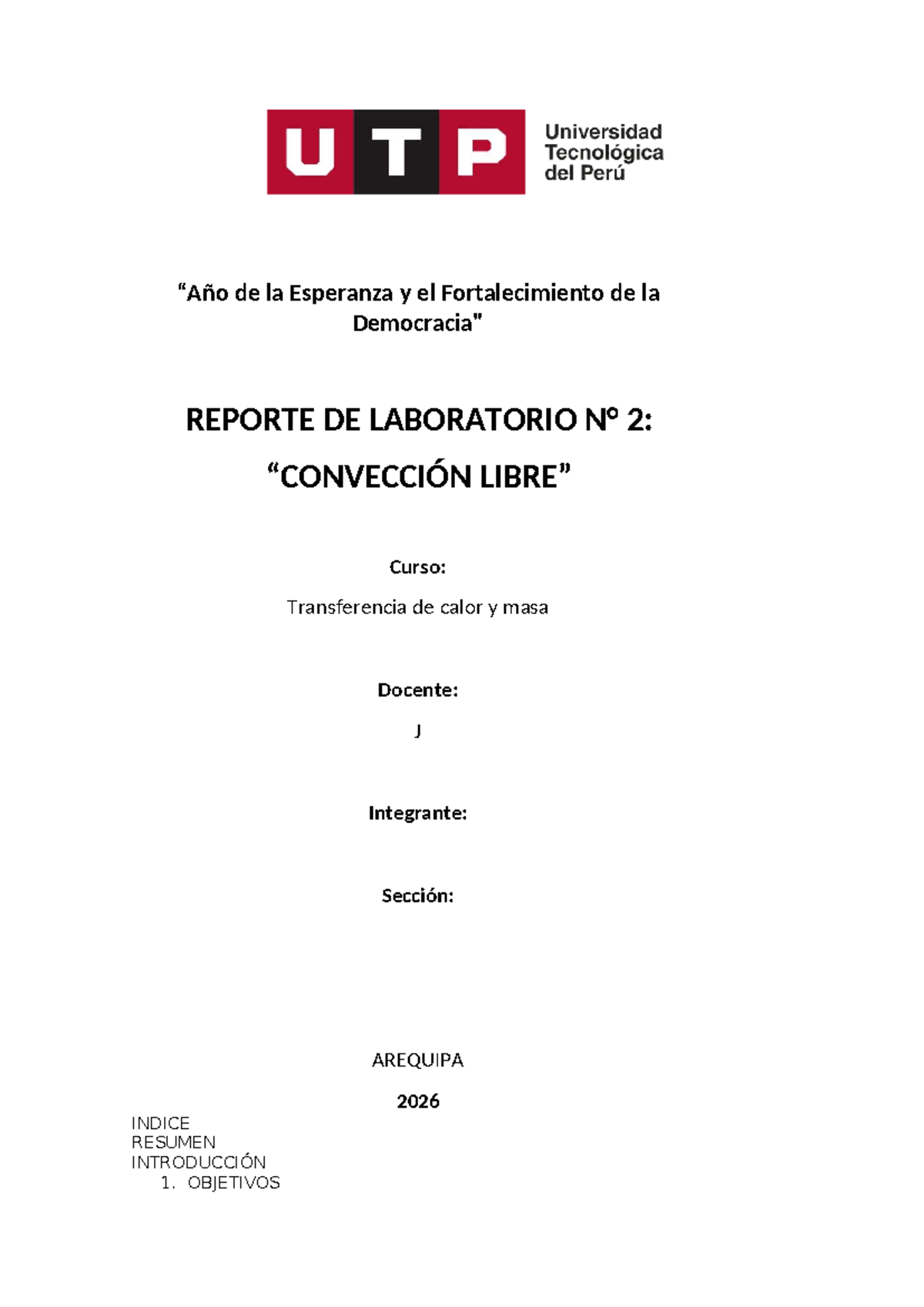 LAB 2: Reporte de Laboratorio en Transferencia de Calor y Masa - Studocu