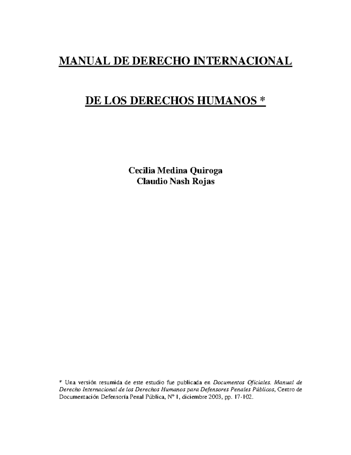 Manual de Derecho Internacional de los Derechos Humanos - Resumen y ...