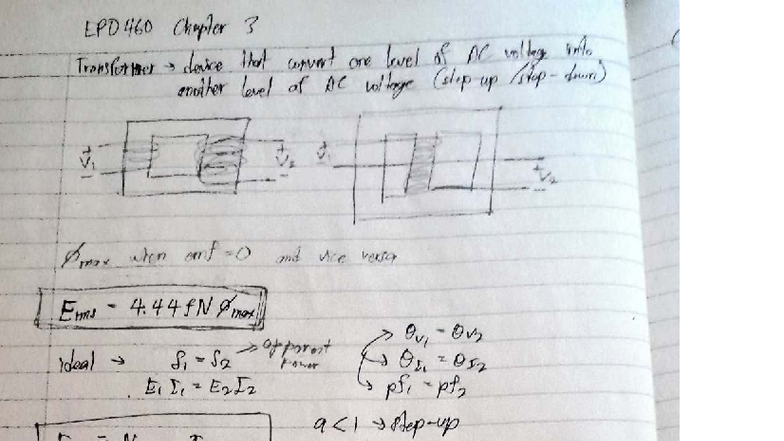 EPD460 Chapter 3 Transformer Basics and Calculations Notes - Studocu