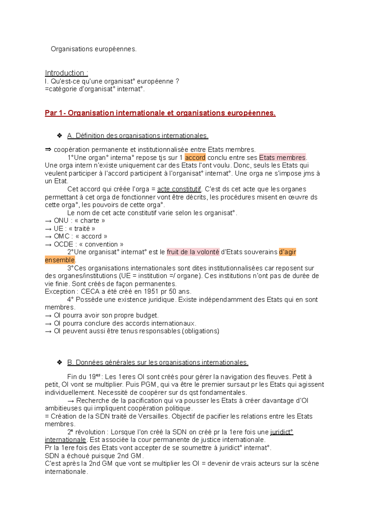 Organisations Européennes : Introduction aux OI et leur Fonctionnement ...