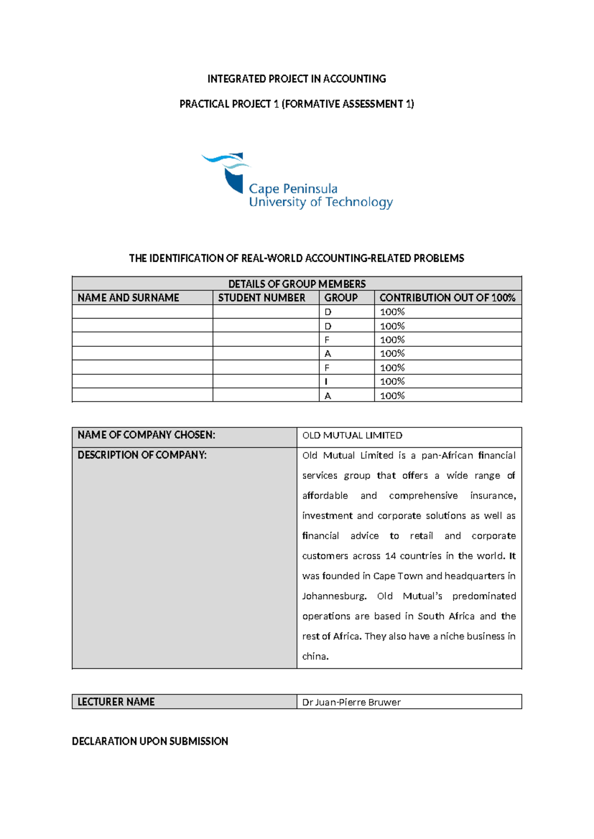 IPA Group 86: Practical Project 1 - Real-World Accounting Issues - Studocu
