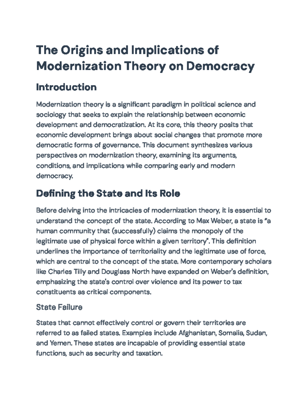 Modernization Theory and Its Impact on Democracy: An Overview - The ...