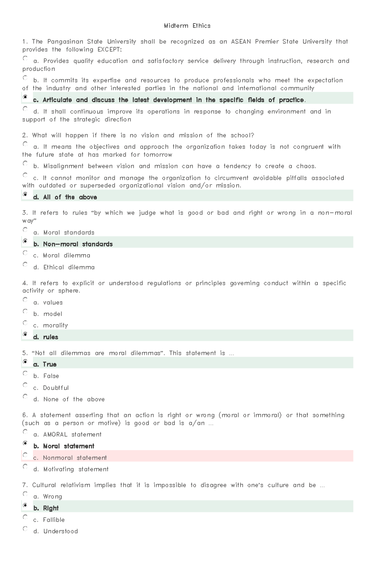 Midterm Exam Review: Ethics GE 9 Study Guide - Document Preview