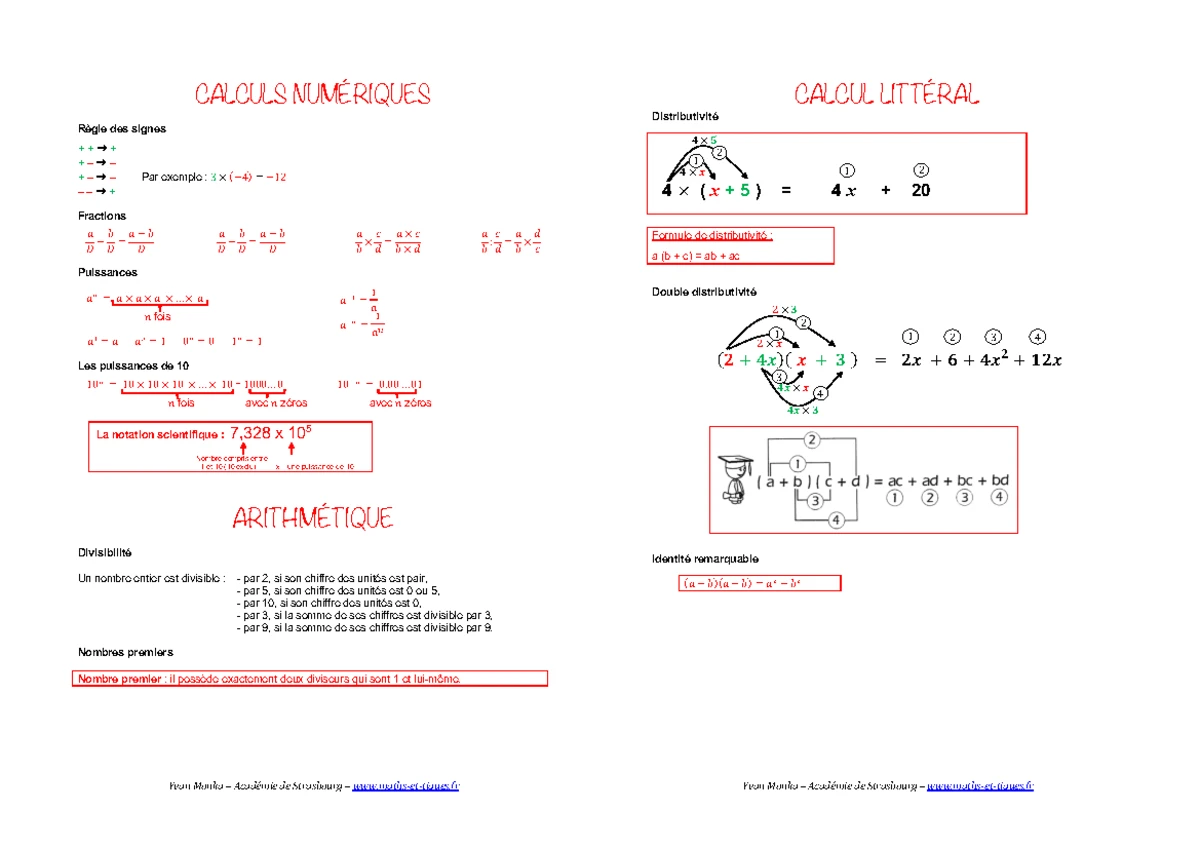Maths : Techniques de calculs avec décimaux, fractions et puissances ...