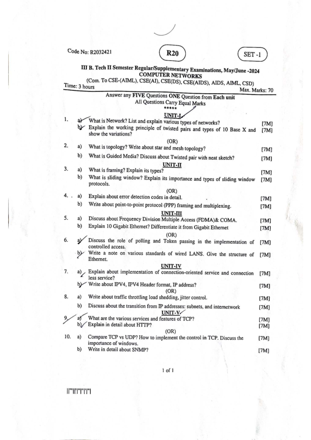 Computer networks R20 II semester regular exam question paper - Studocu