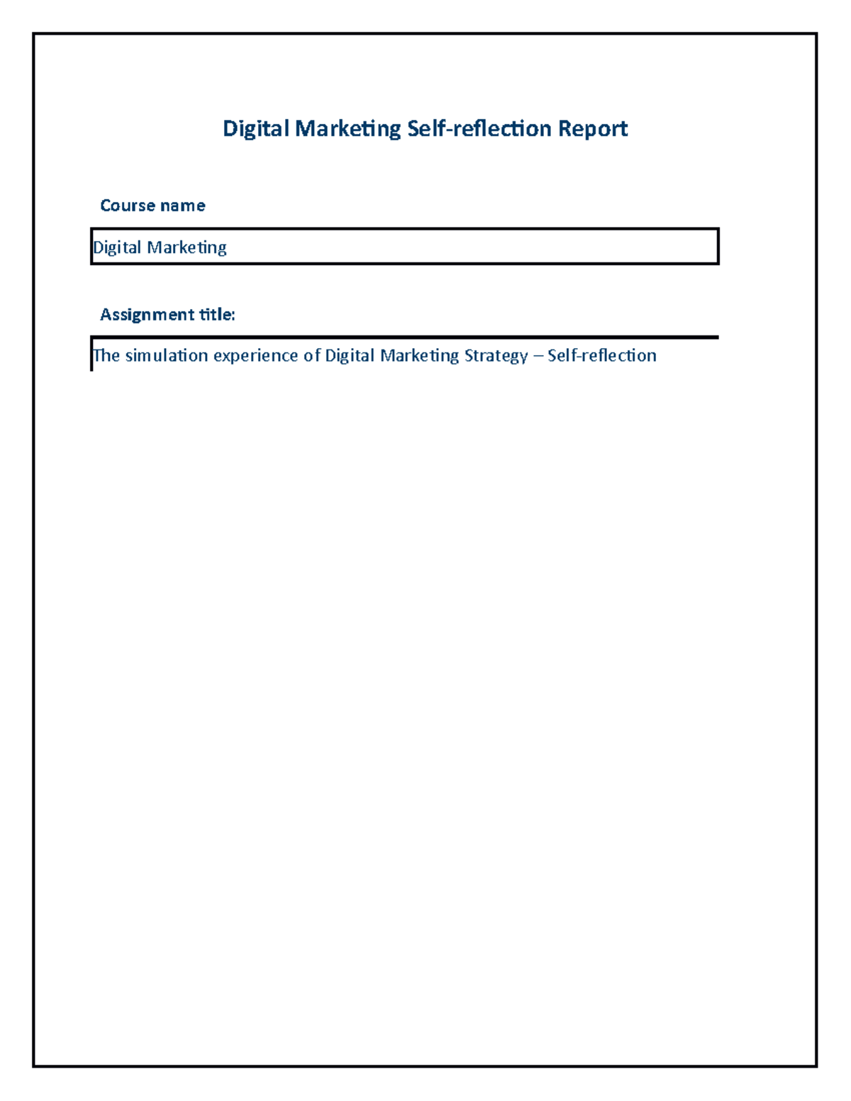 Digital Marketing Self-Reflection Report: Insights from MimicPro ...