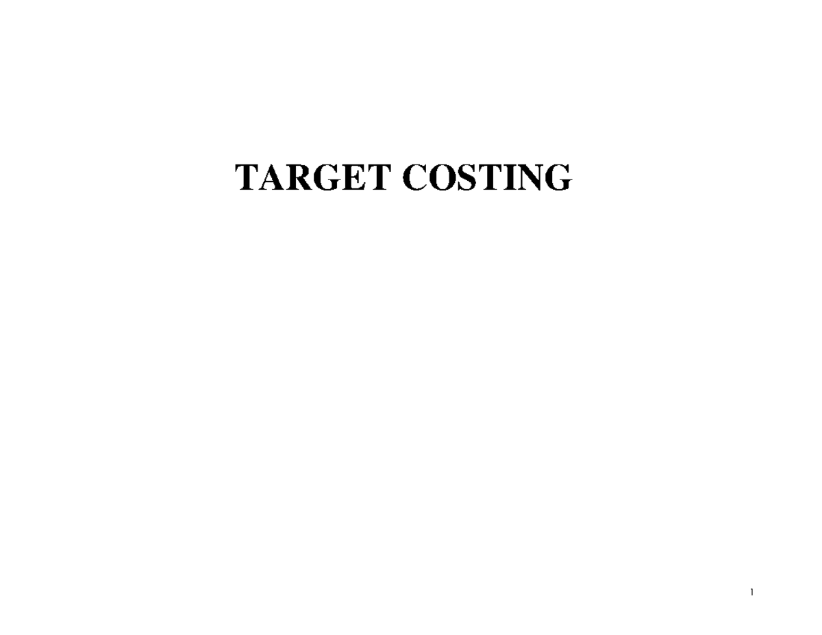Target Costing Strategies: Insights and Applications for Product ...