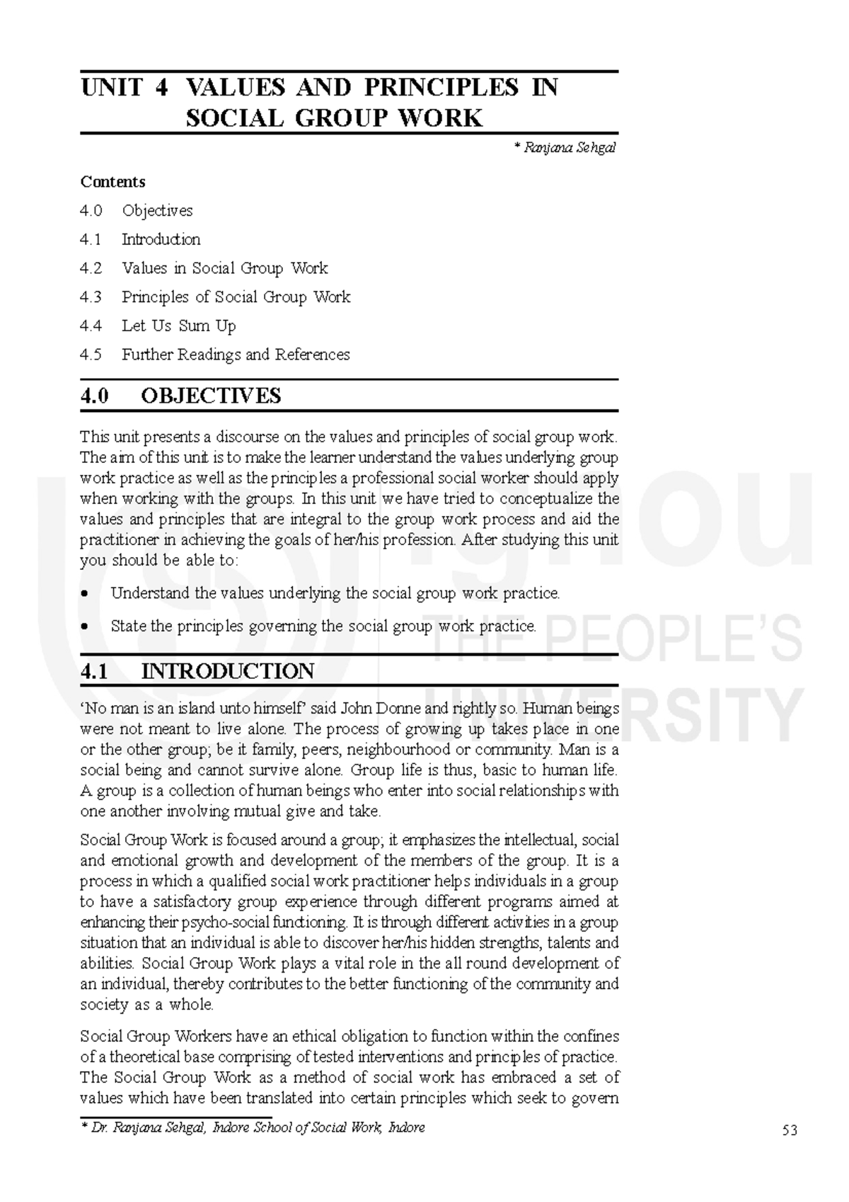 UNIT 4: VALUES AND PRINCIPLES IN SOCIAL GROUP WORK (SGW) - Studocu